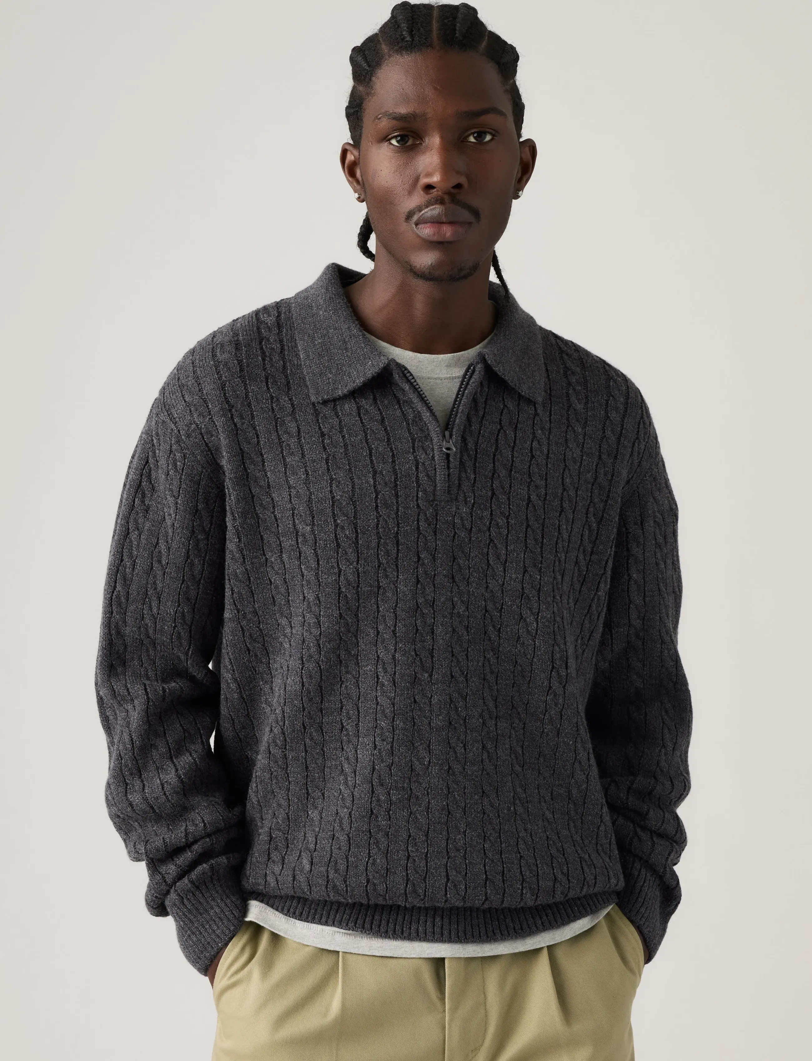 Levi's® MASON COLLARED QUARTER ZIP OBS - Streetwear - BLACKS / black