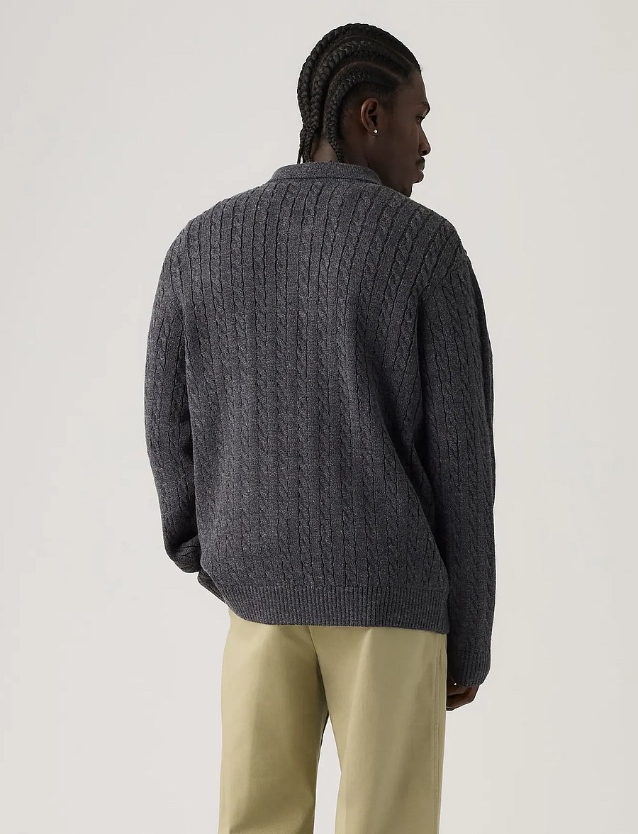Levi's® - MASON COLLARED QUARTER ZIP OBS - långärmade stickade pikétröjor - blacks - 4