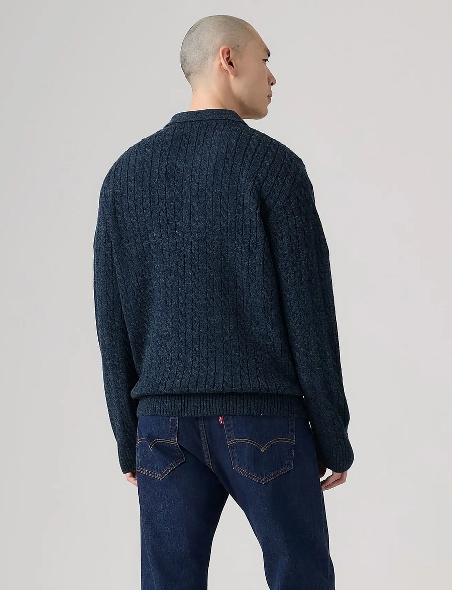 Levi's® - MASON COLLARED QUARTER ZIP WIN - långärmade stickade pikétröjor - blues - 4