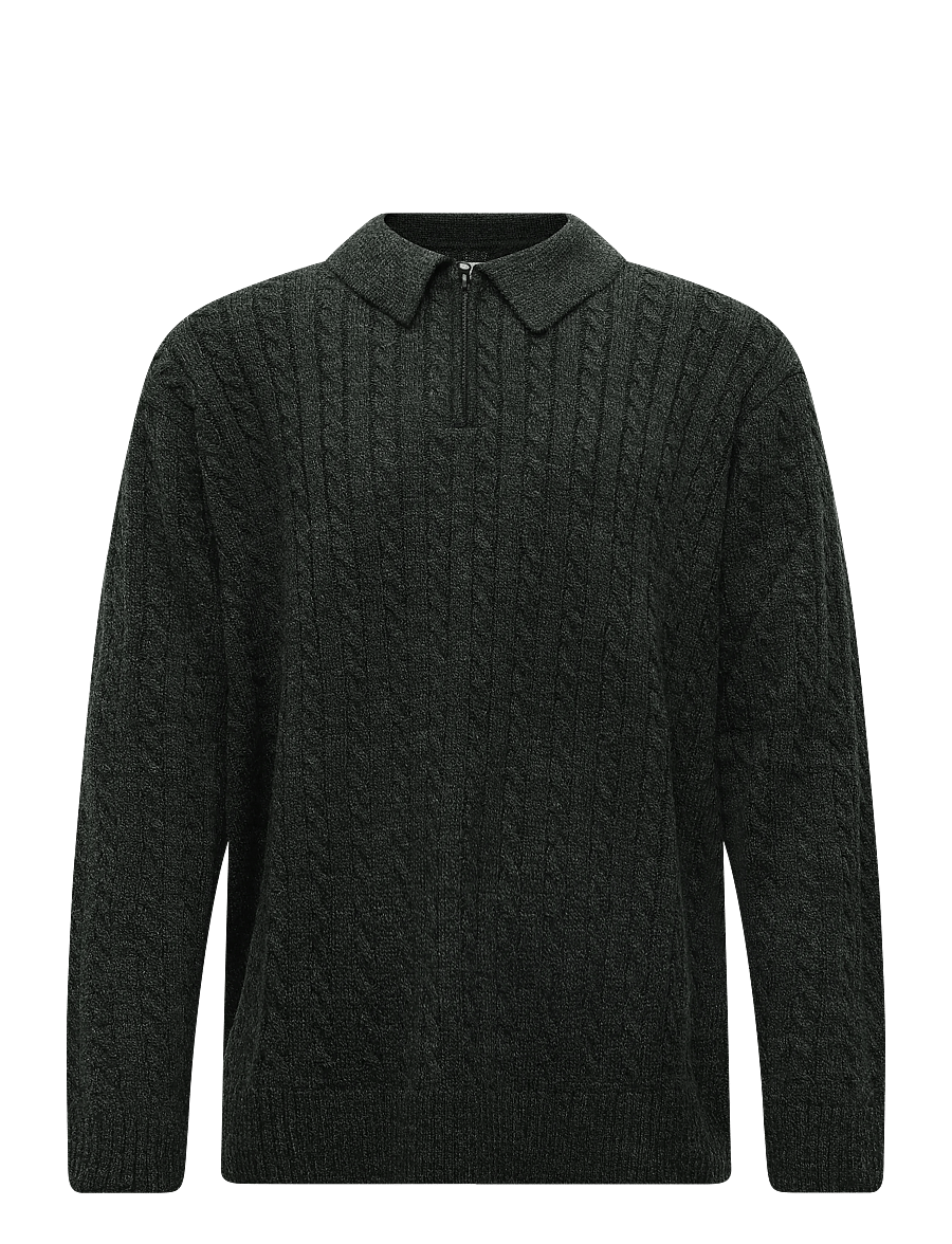 Levi's® - MASON COLLARED QUARTER ZIP WIN - langärmelige strick-polohemden - greens - 0