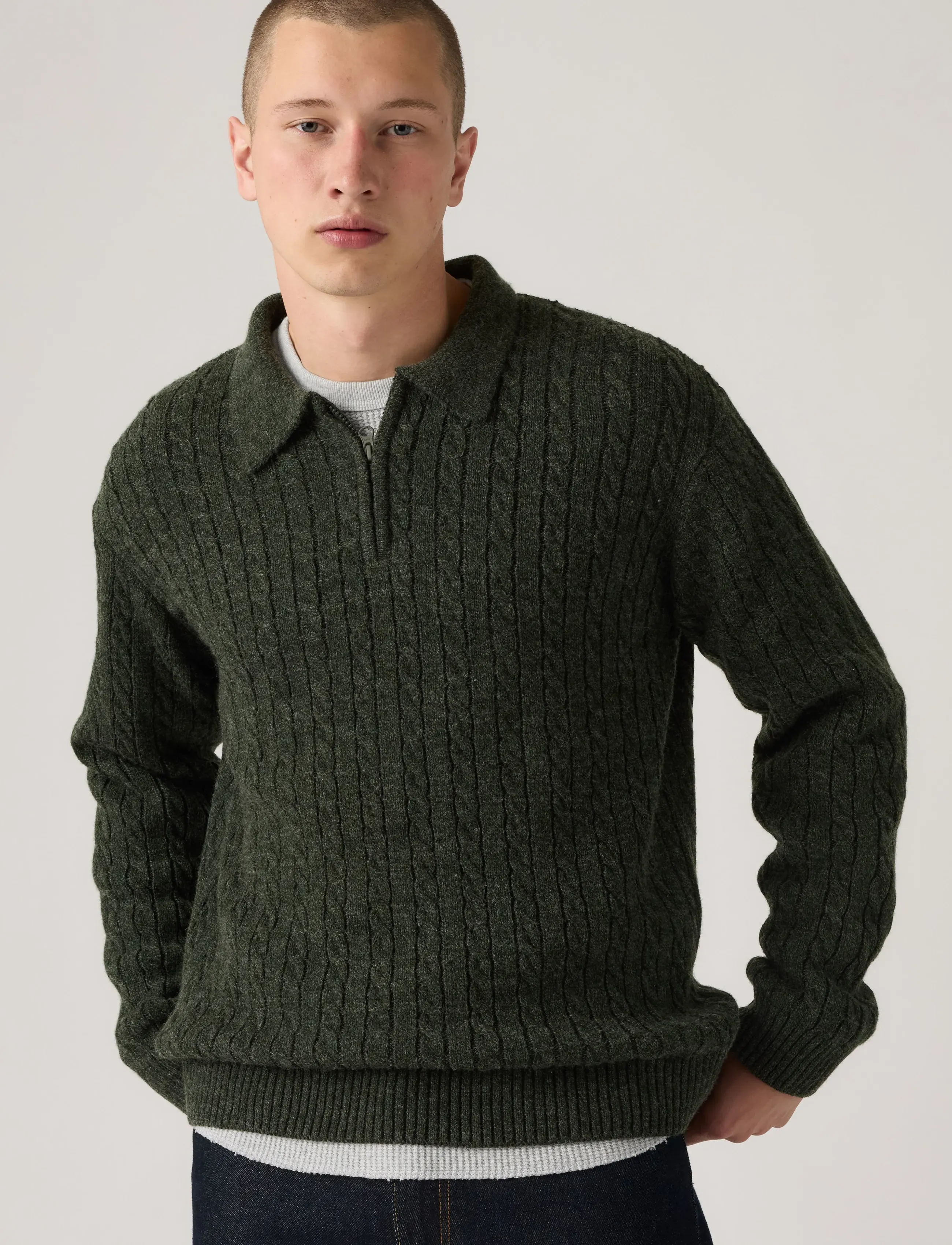 Levi's® - MASON COLLARED QUARTER ZIP WIN - höstkläder - greens - 0