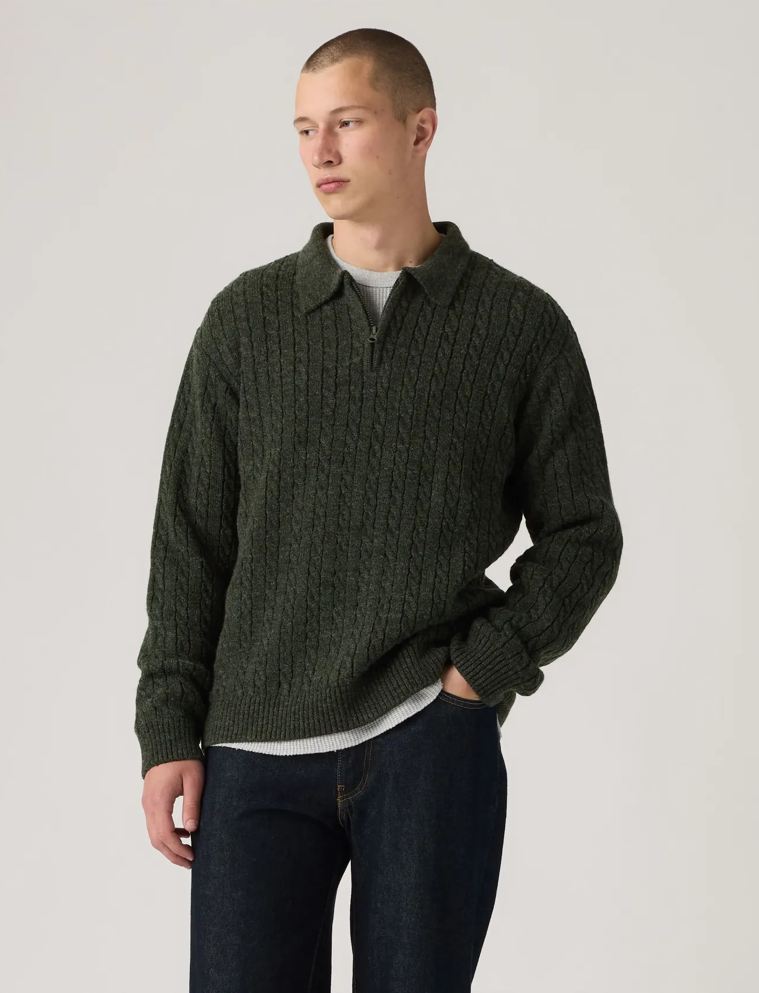 Levi's® - MASON COLLARED QUARTER ZIP WIN - höstkläder - greens - 4