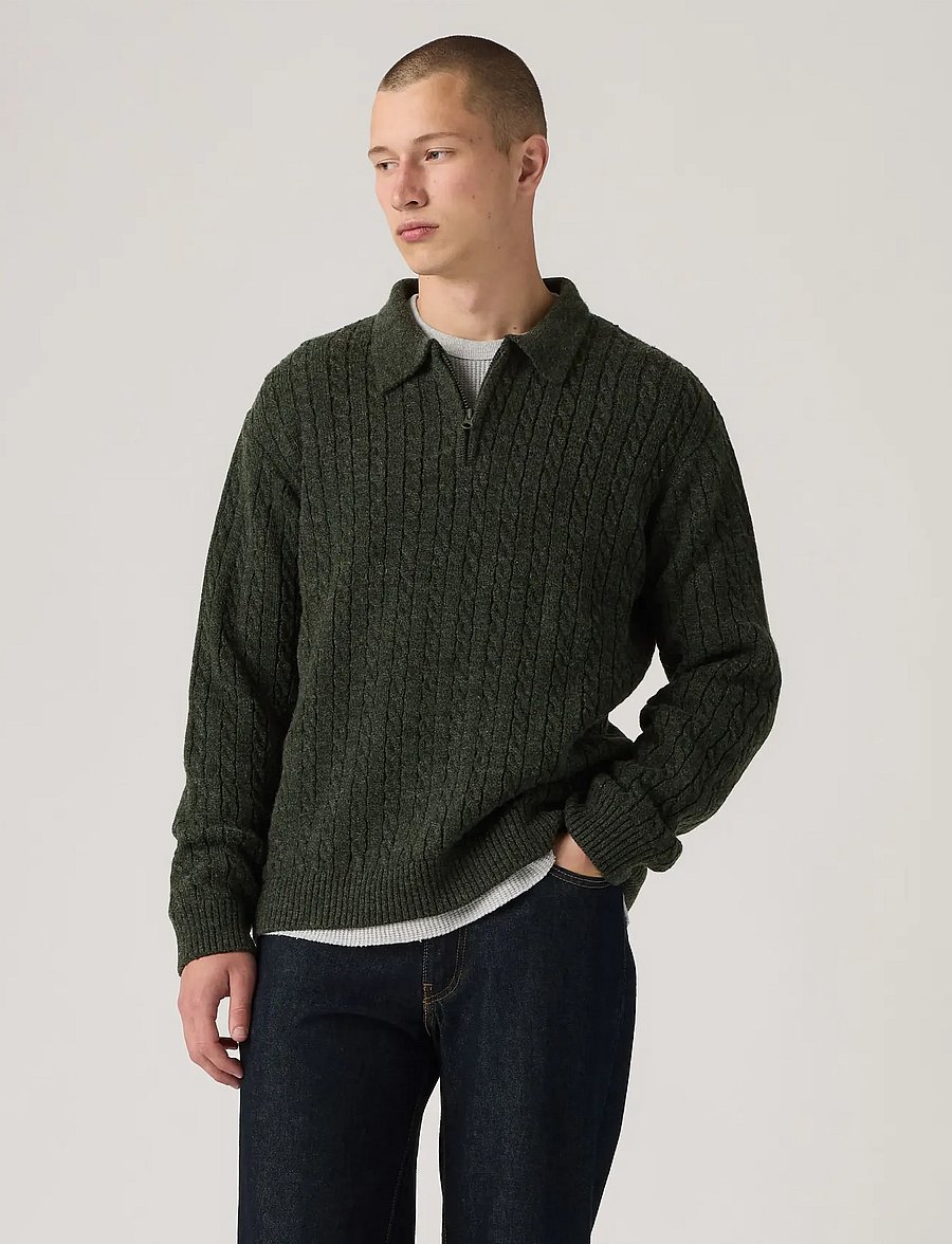 Levi's® - MASON COLLARED QUARTER ZIP WIN - poloer i strik med lange ærmer - greens - 4
