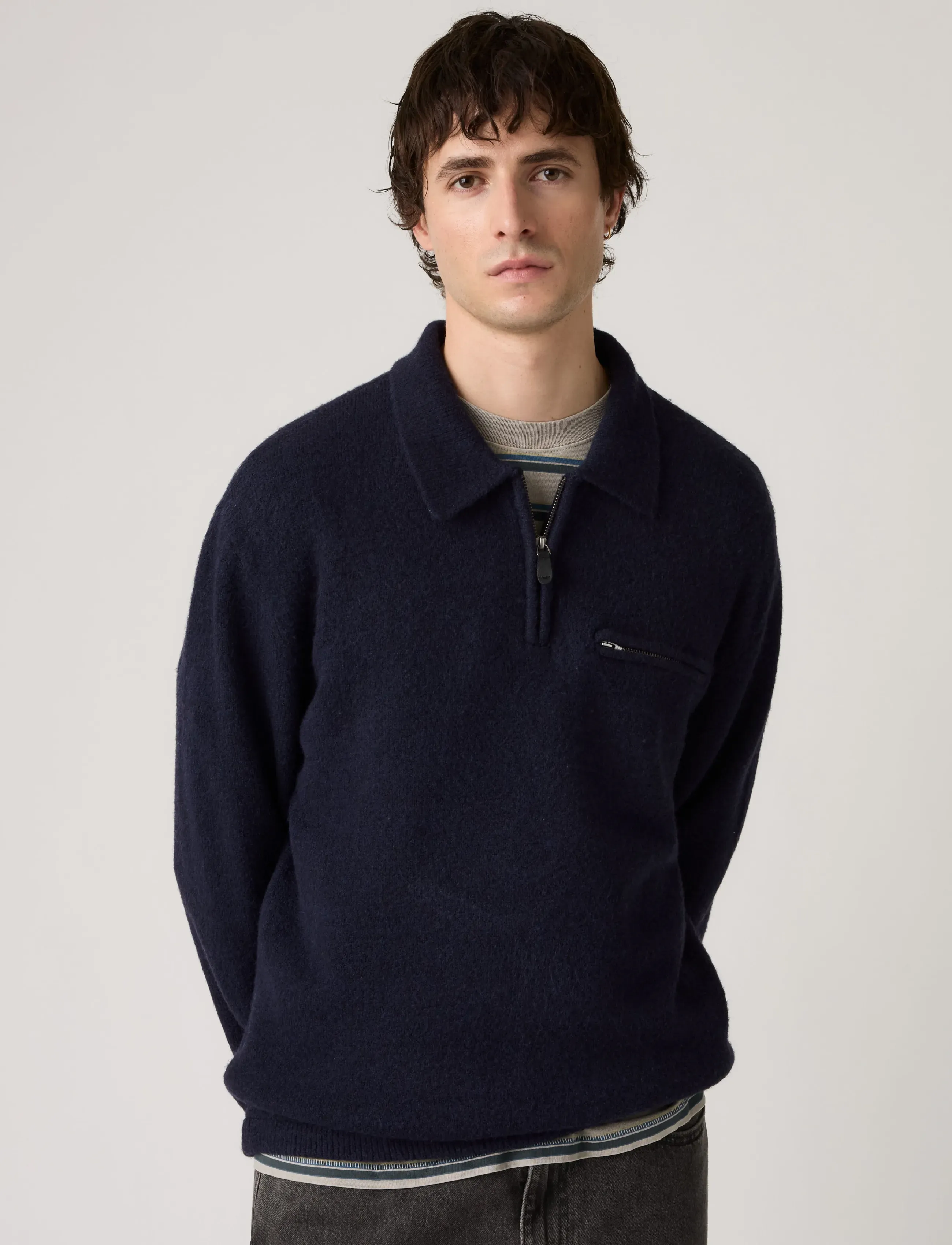 Levi's® - BOULDER COLLARED HALF ZIP NAVY - blues - 0