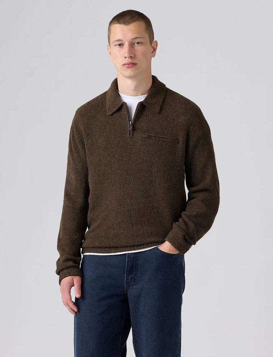 Levi's® - BOULDER COLLARED HALF ZIP HOT - pikkade varrukatega kootud polod - neutrals - 3