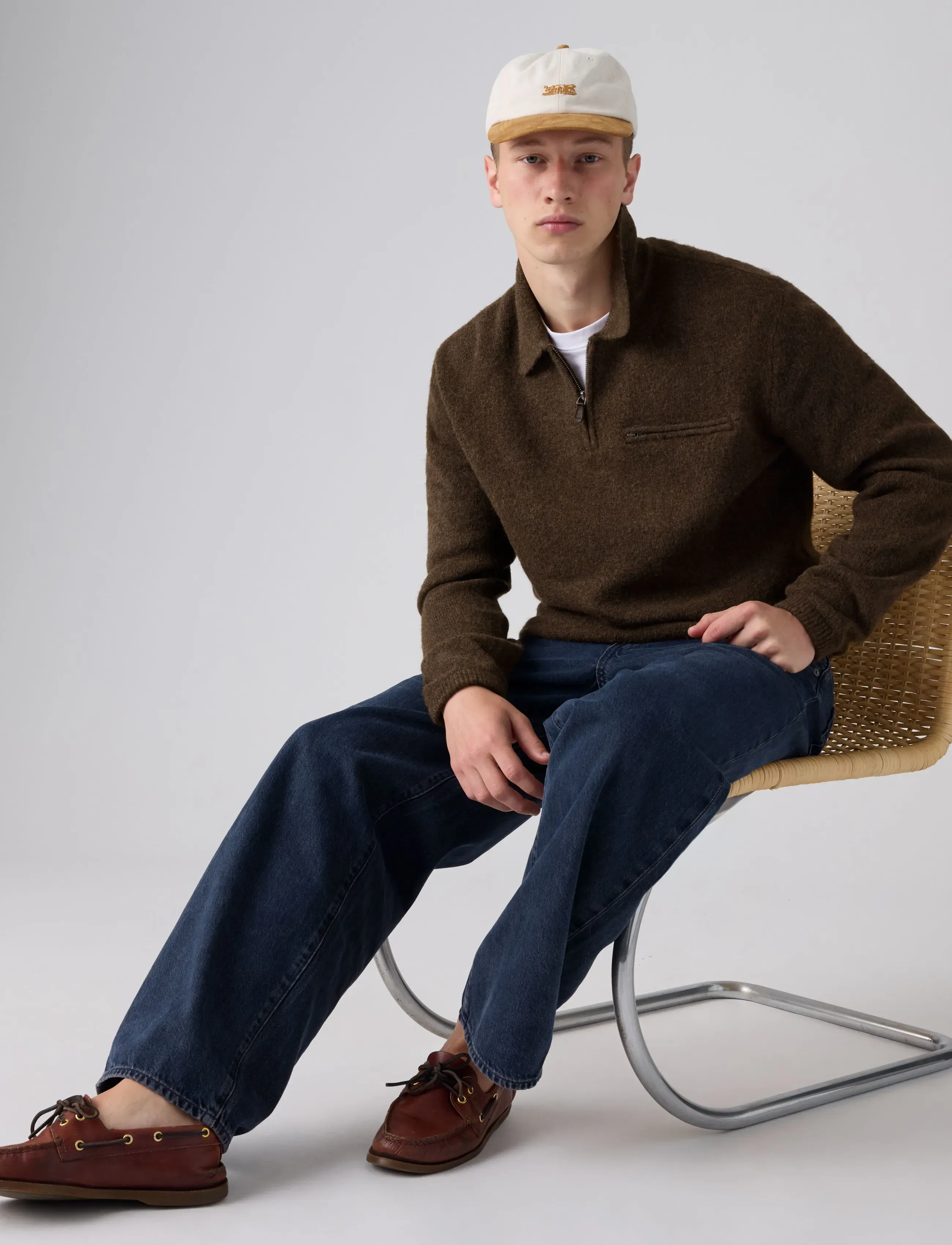 Levi's® - BOULDER COLLARED HALF ZIP HOT - pikkade varrukatega kootud polod - neutrals - 5