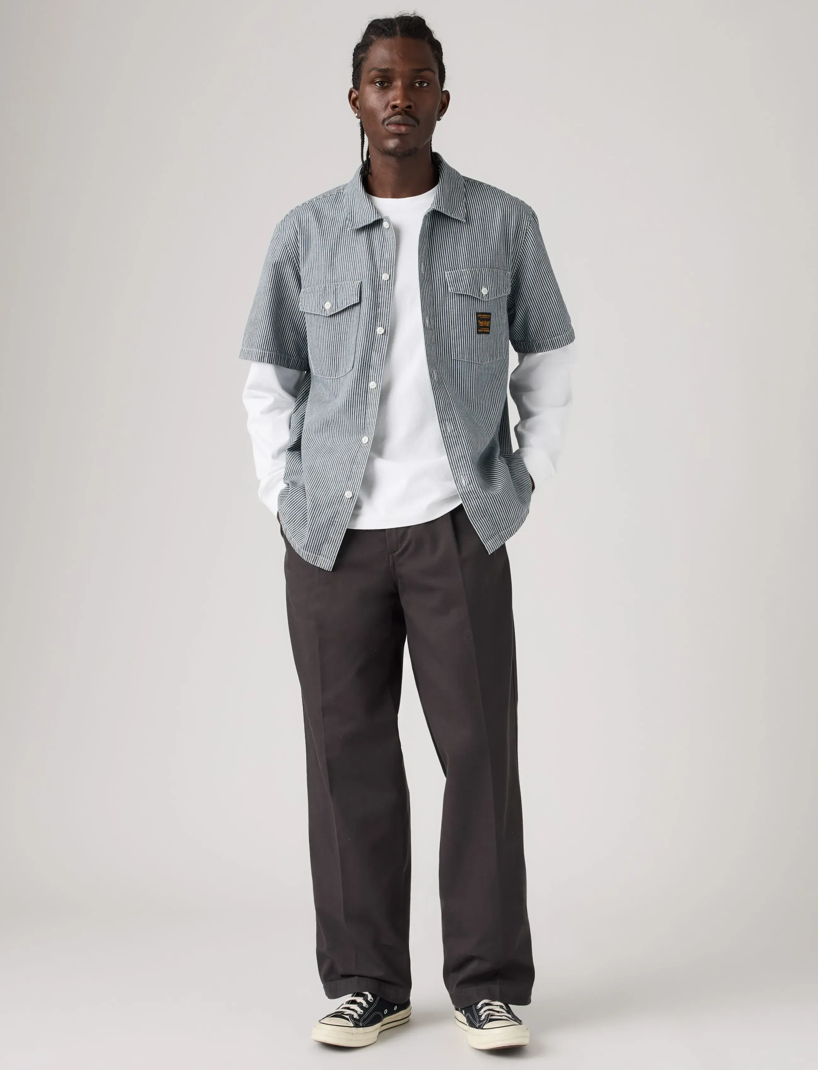 Levi's® LOOSE PLTD WORK CHINO PITBULL - E-smaspäev - GREYS / grey
