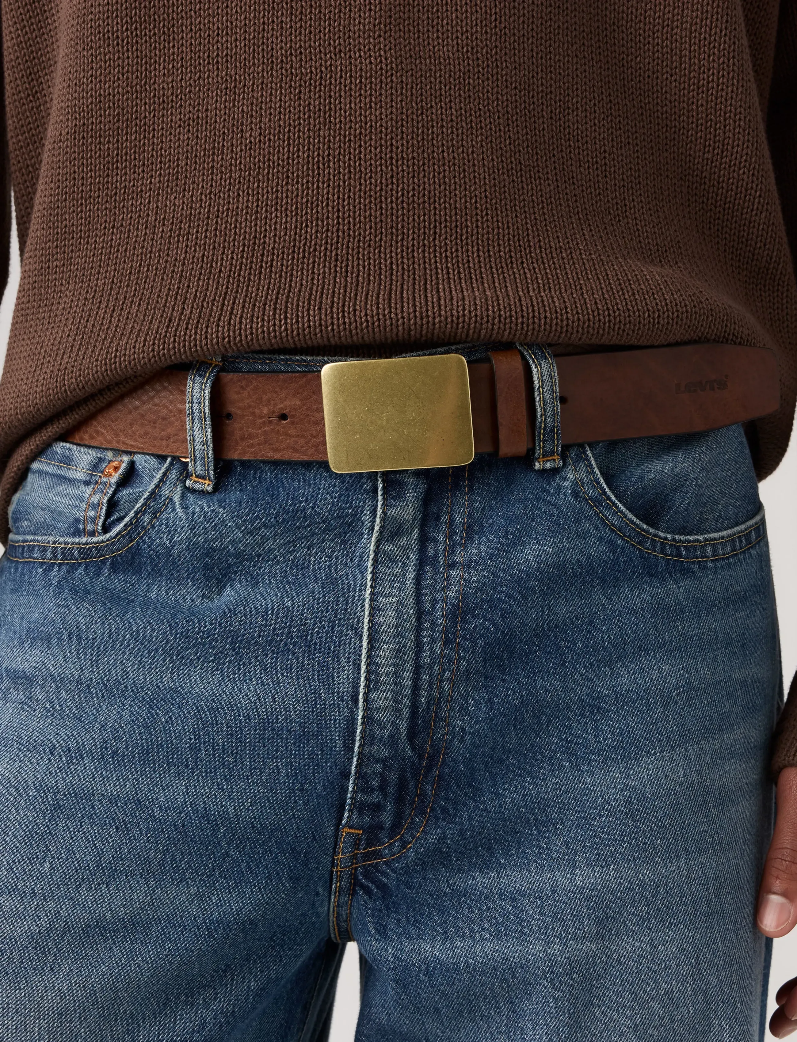 Levi's® RYDER PLAQUE BUCKLE BELT CHOCO - Streetwear - BROWNS / brown