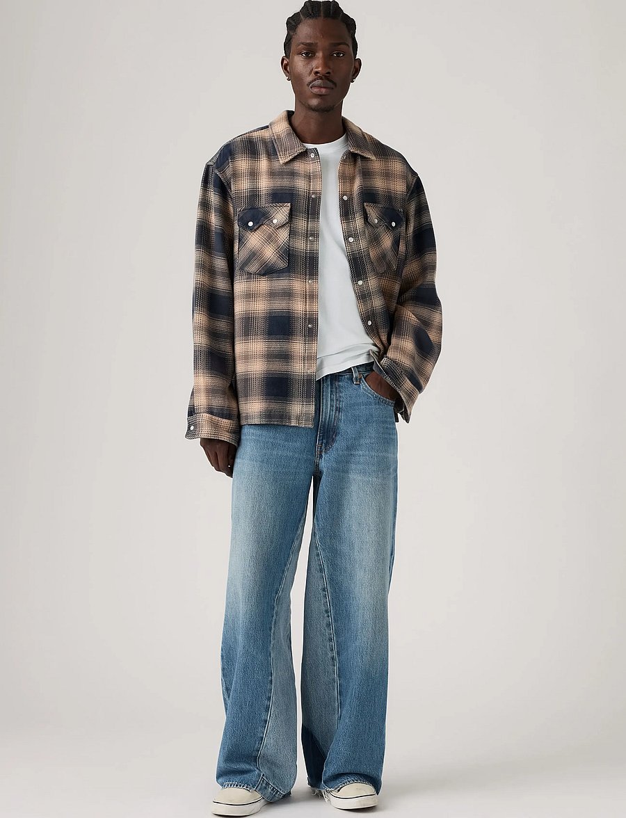 Levi's® - BAGGY WIDE LEG RAIN ALL DAY - loose jeans - med indigo - worn in - 0