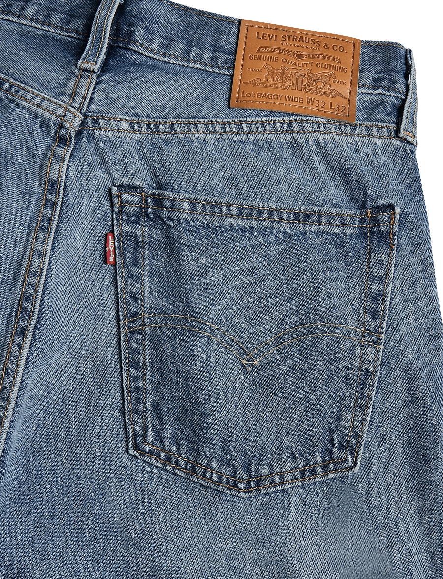 Levi's® - BAGGY WIDE LEG RAIN ALL DAY - weite jeans - med indigo - worn in - 4