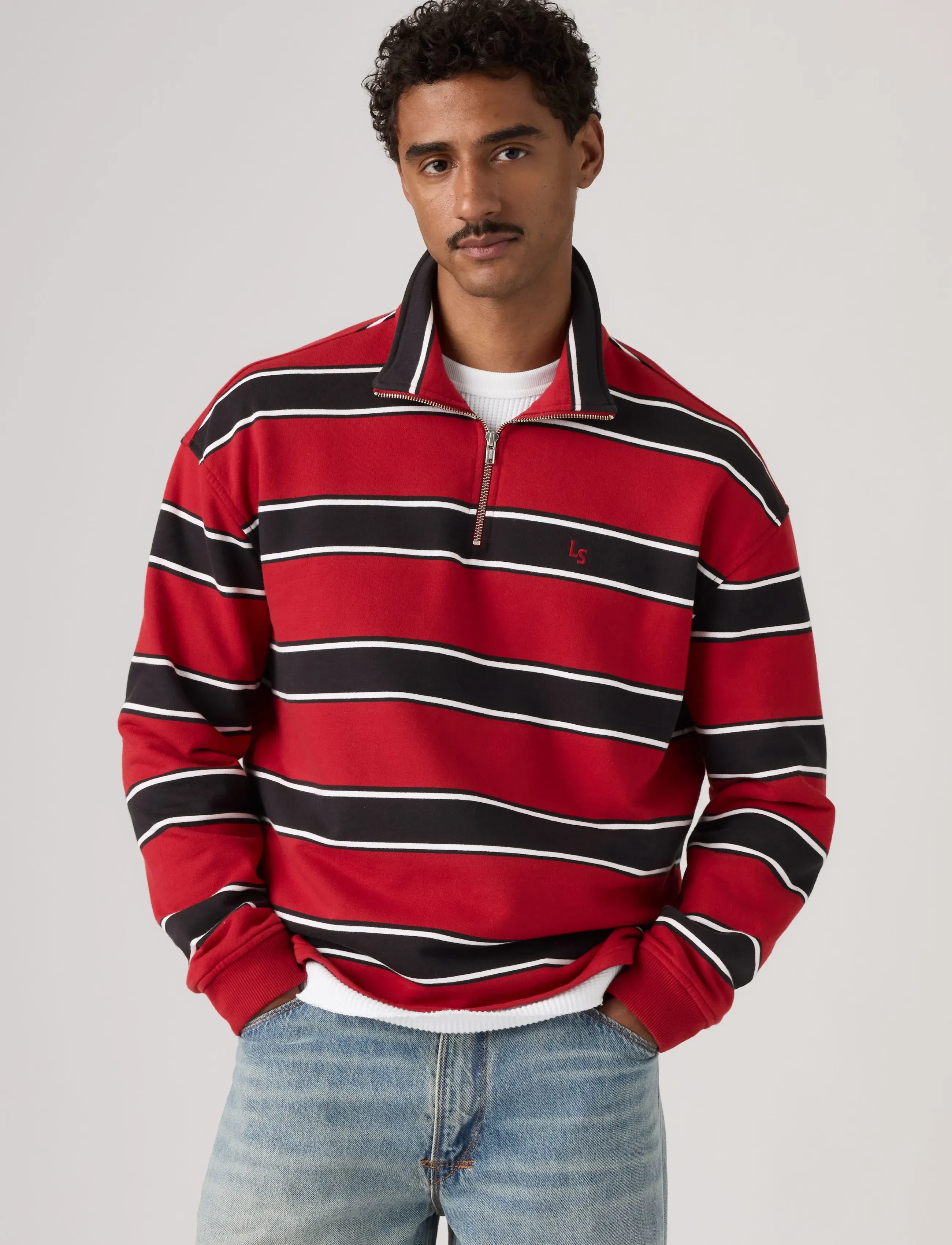 Levi's® CAMERON 1/4 ZIP HAMERSLEY STRI - Streetwear - REDS / red