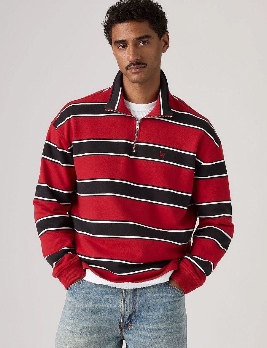 Levi's® - CAMERON 1/4 ZIP HAMERSLEY STRI - halfzip strik - reds - 0