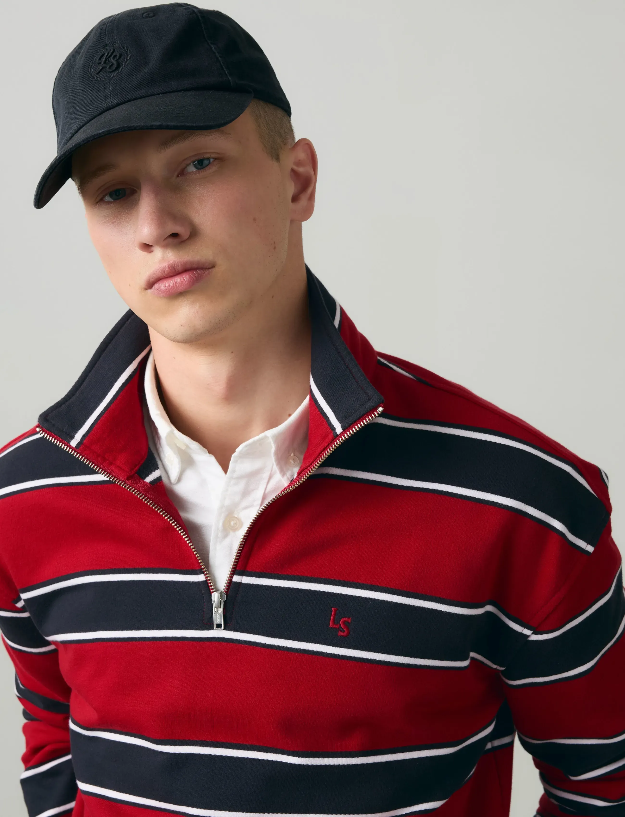 LEVIS ® Cameron 1/4 Zip Hamersley Stri stickade tröjor herr – bild 5