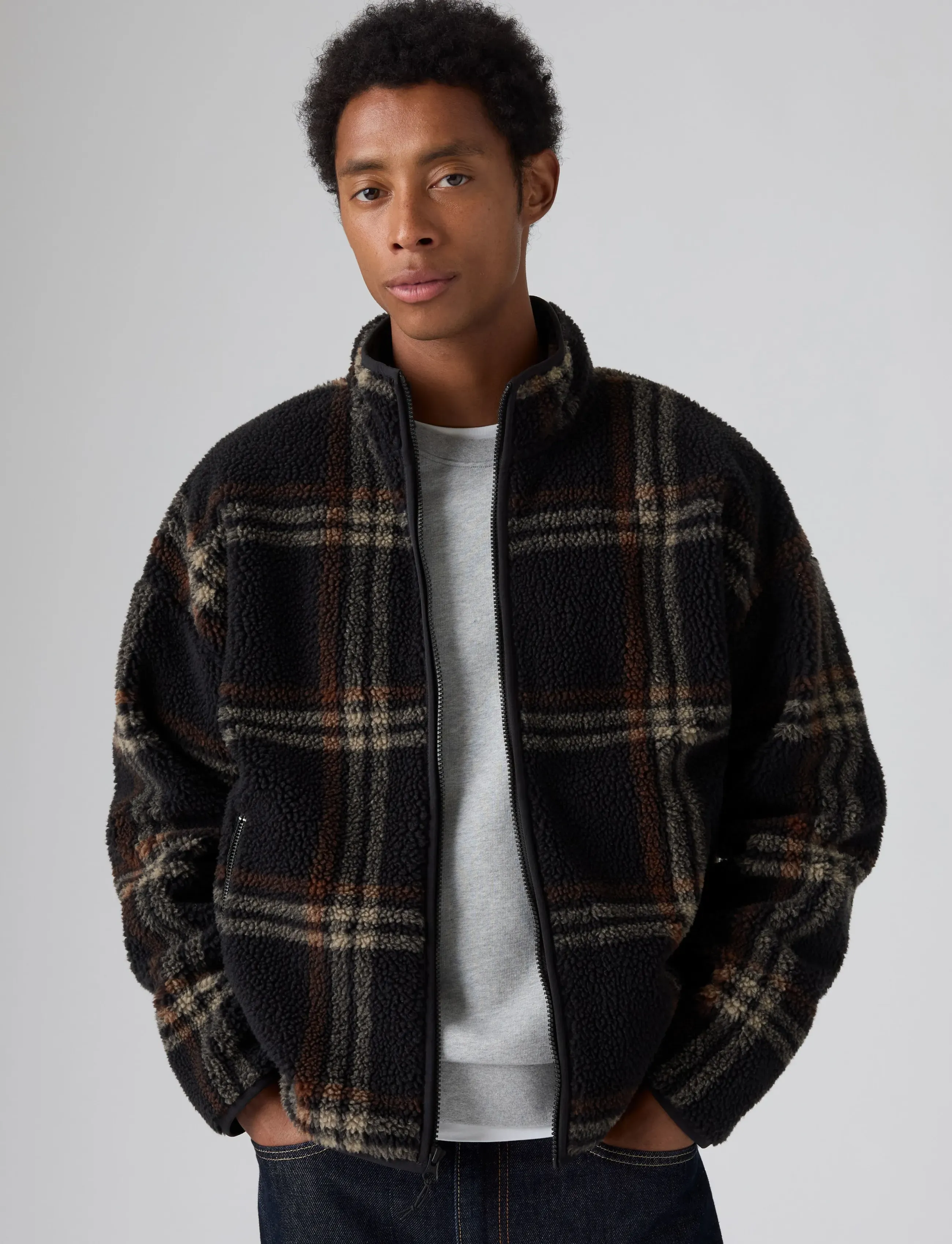 Levi's® NOLAN SHERPA FULL ZIP VILJA WI - Kleidung - BROWNS4 / black