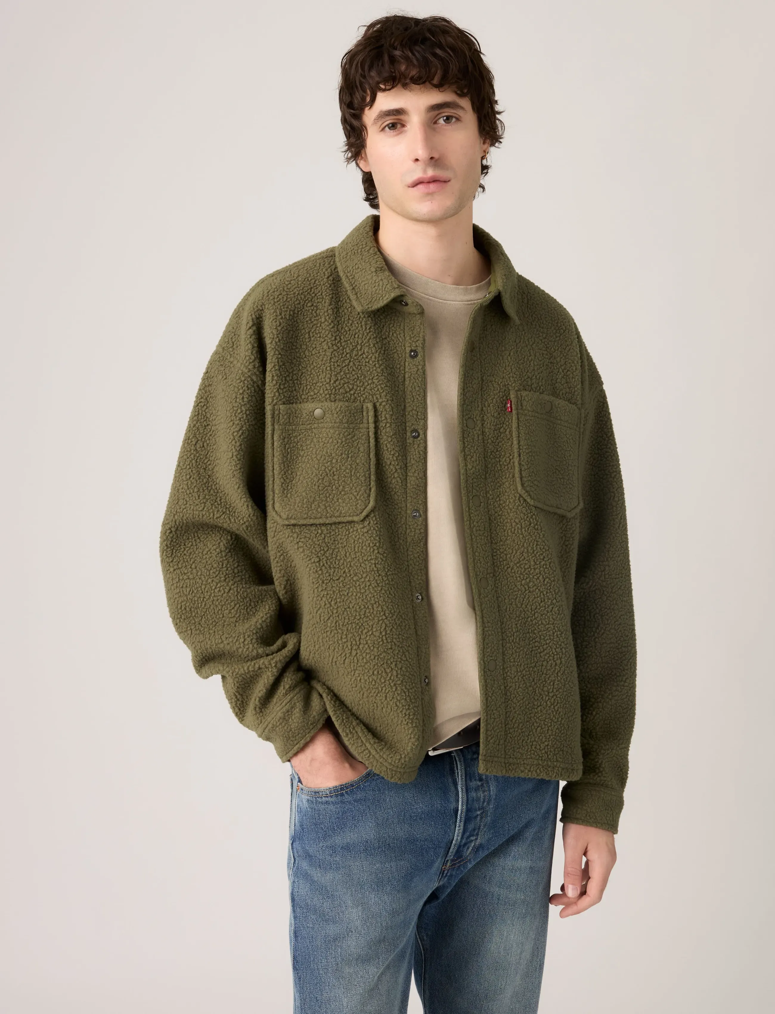 Levi's® - SHERPA SOFT WORKER OLIVE NIGHT - fleece-pullover - greens - 0