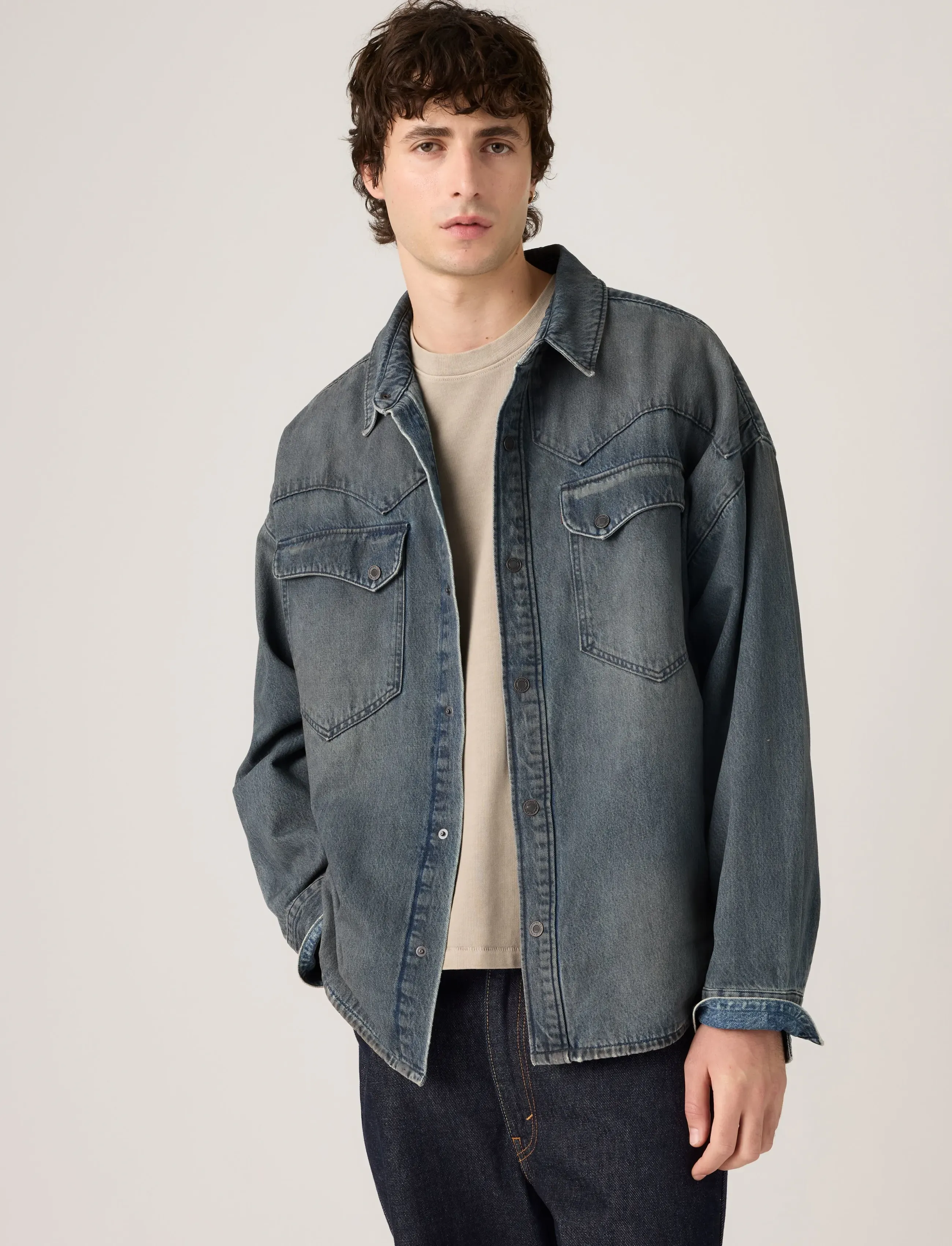 Levi's® LENOX WESTERN OVERSHIRT LATE N - Denimskjorter - DARK INDIGO - WORN IN / navy