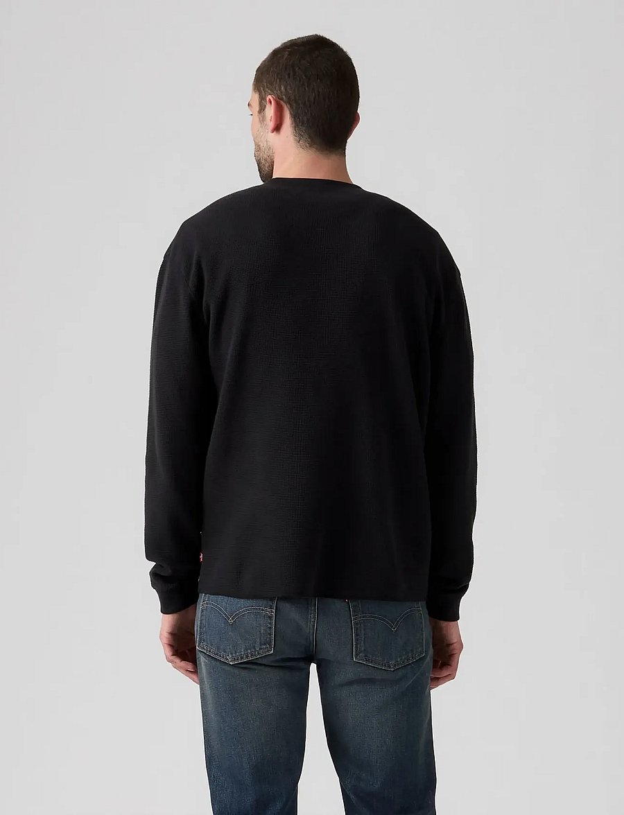 Levi's® - LS RLX BUTTON HENLEY MINERAL B - long-sleeved t-shirts - blacks - 4