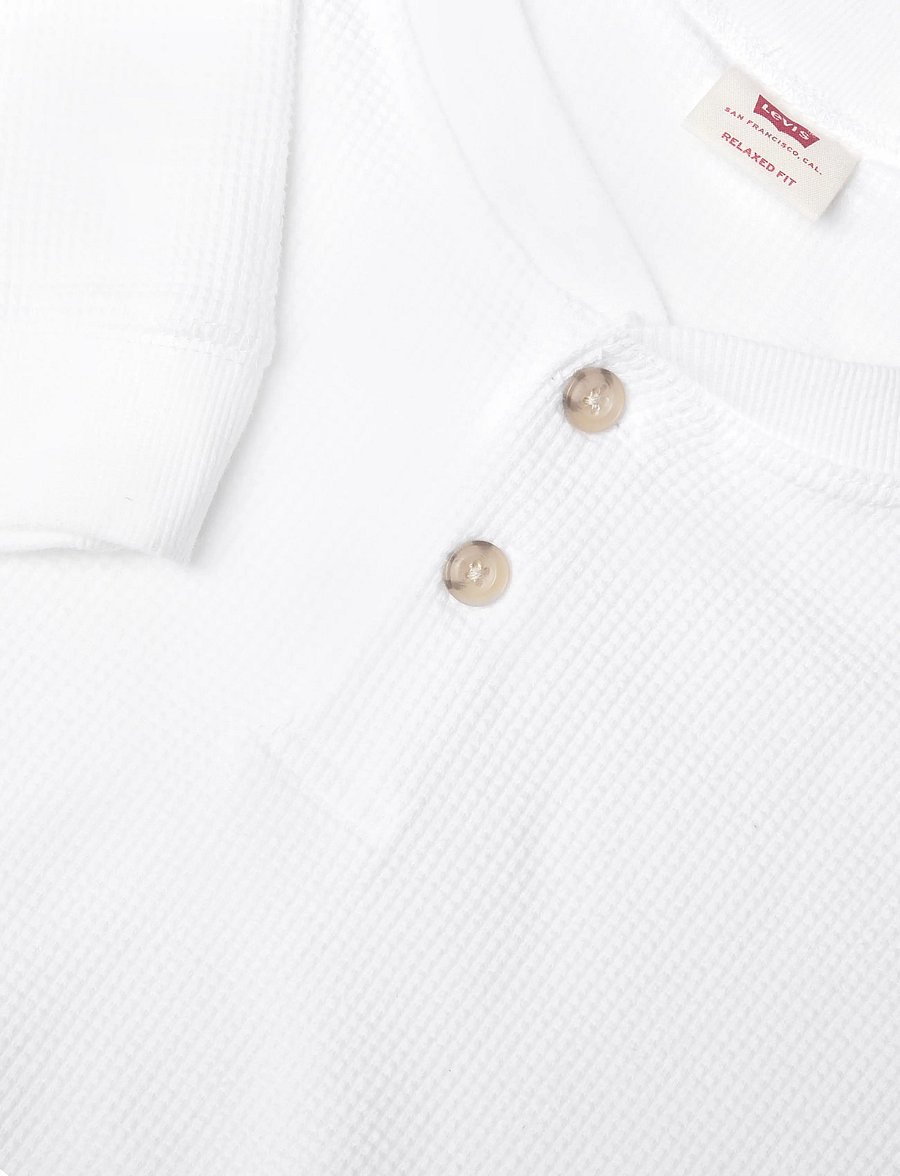 Levi's® - LS RLX BUTTON HENLEY BRIGHT WH - long-sleeved t-shirts - whites - 2