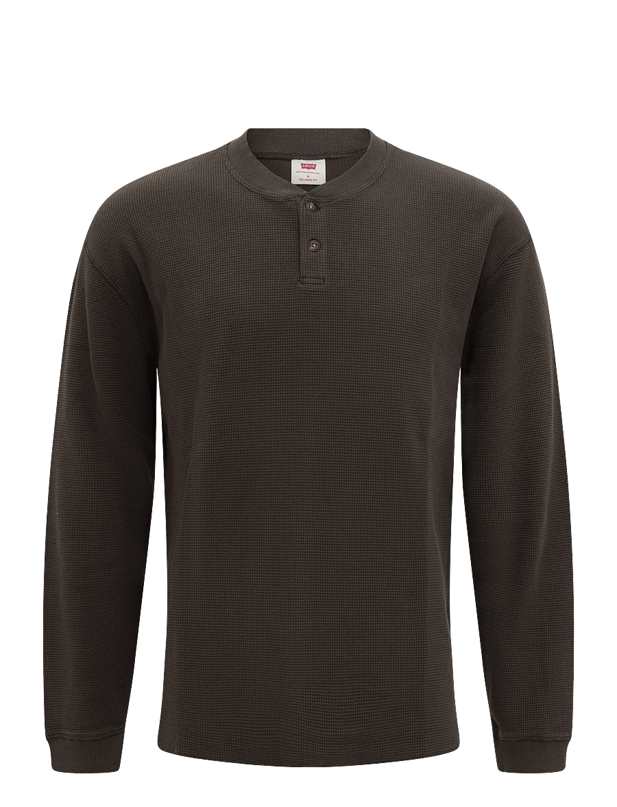 Levi's® - LS RLX BUTTON HENLEY COFFEE - pikkade varrukatega t-särgid - browns - 1