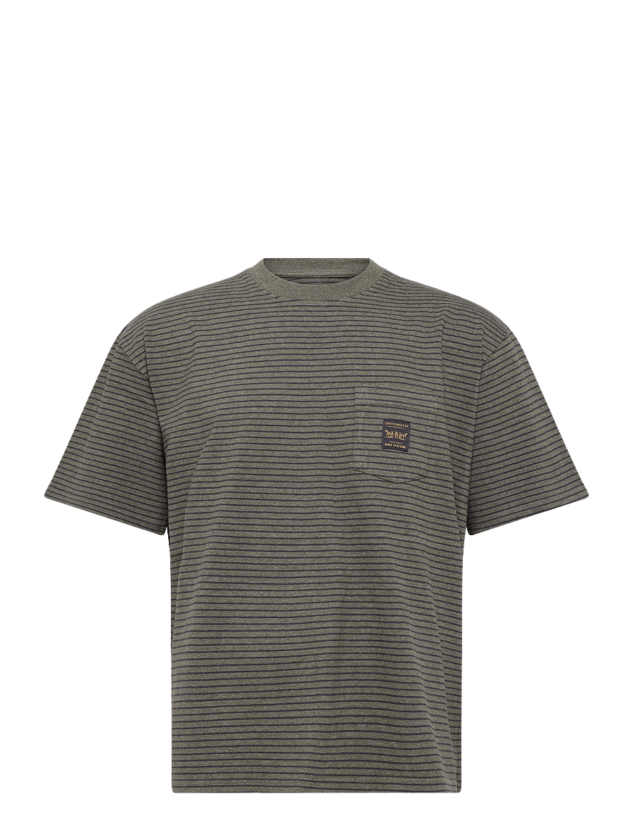 Levi's® - SS WORKWEAR PKT TEE GARRY STRI - kurzärmelige t-shirts - greens - 1