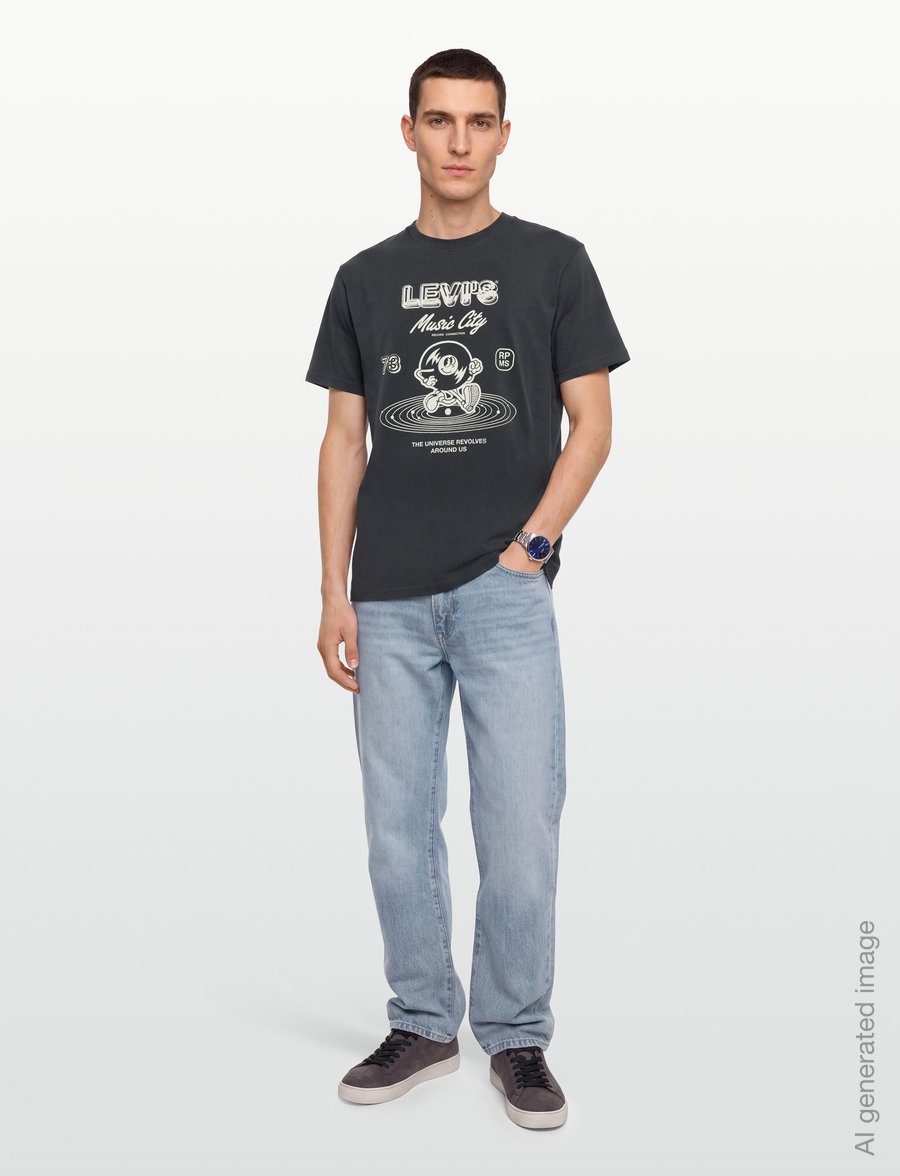 Levi's® - SS RELAXED FIT TEE MUSIC CITY - kurzärmelige t-shirts - blacks - 0