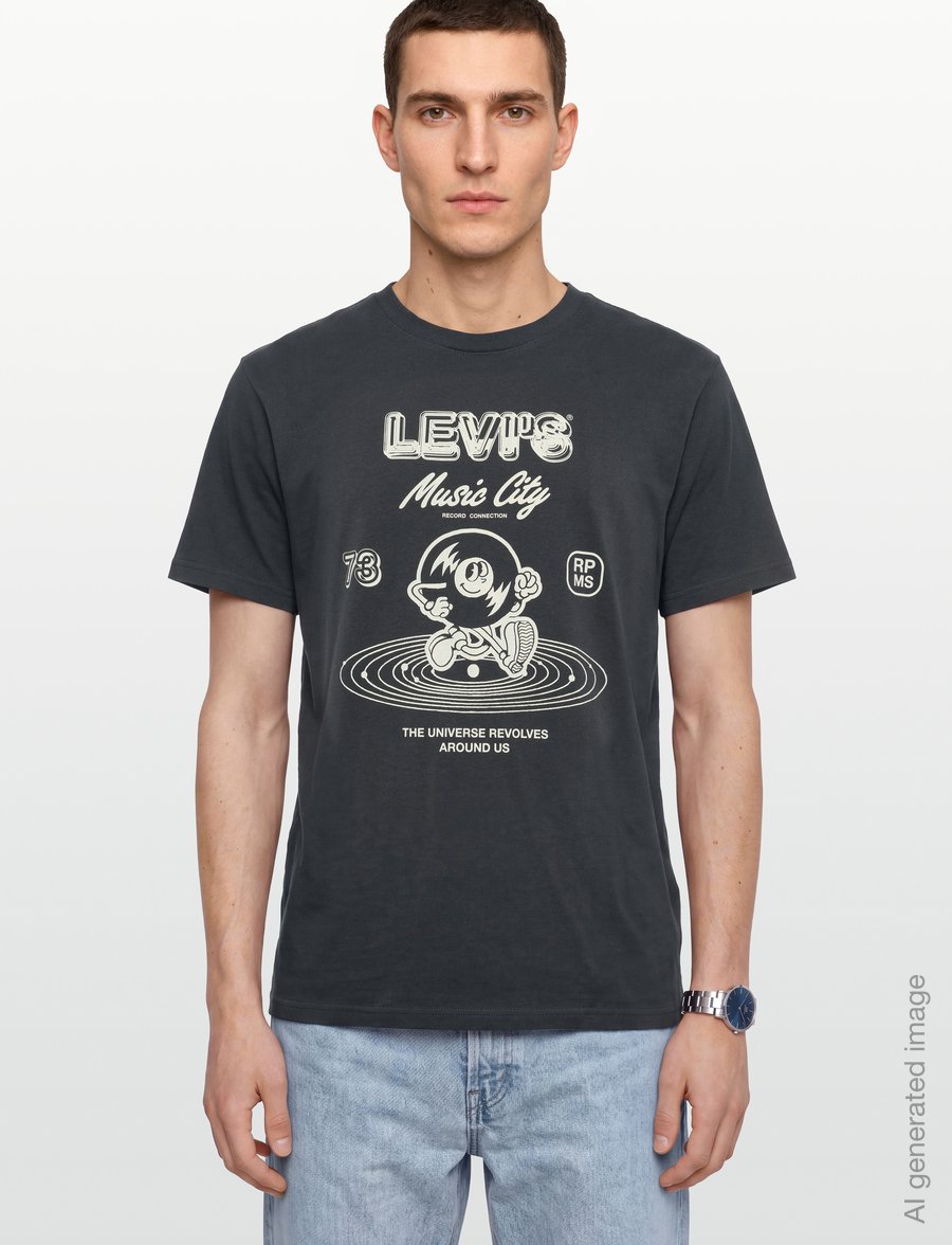 Levi's® - SS RELAXED FIT TEE MUSIC CITY - kurzärmelige t-shirts - blacks - 3