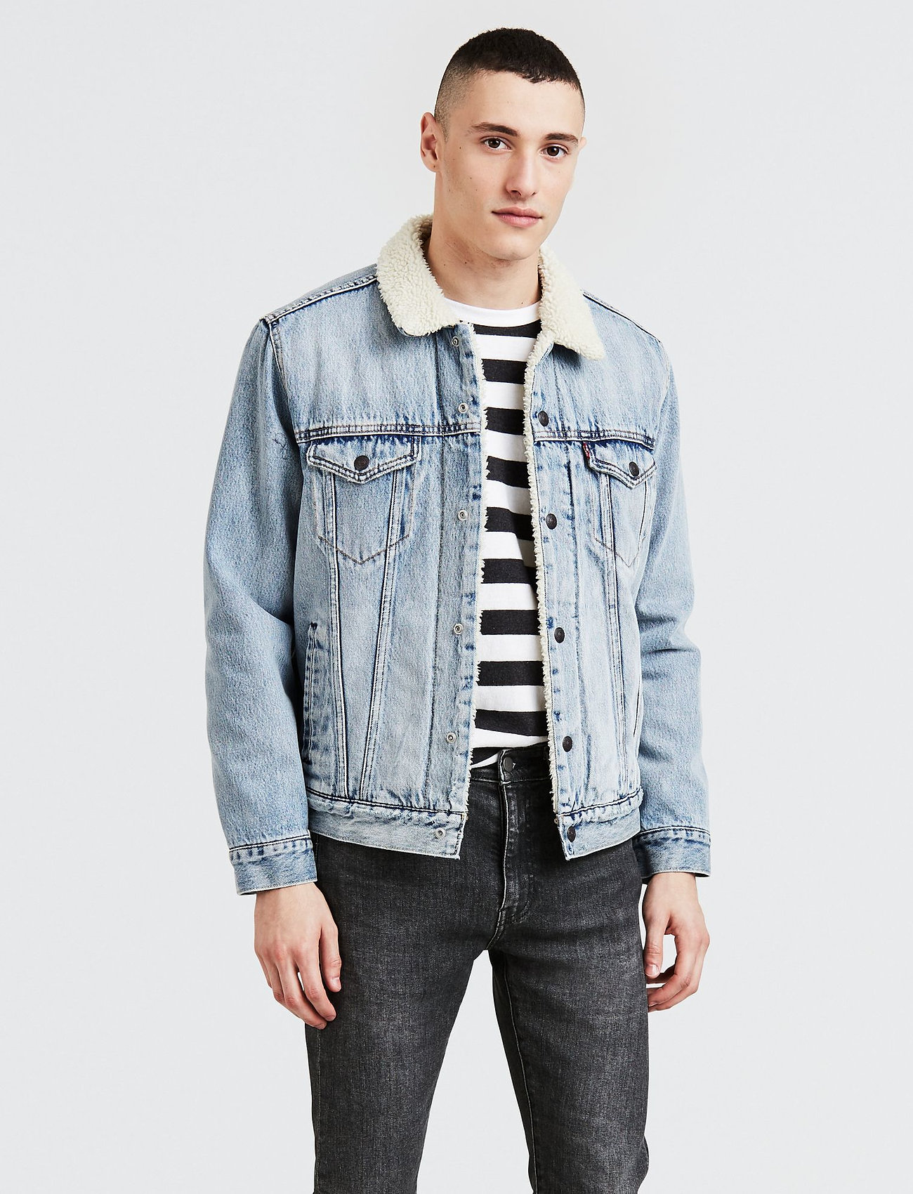 Levi's Type 3 Sherpa Trucker Stonebri, Mænd, Sherpa Trucker Jakke, Blå, Str: S