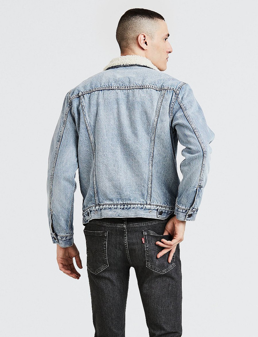 Levi's® - TYPE 3 SHERPA TRUCKER STONEBRI - džinsa jakas ar oderējumu - med indigo - worn in - 4