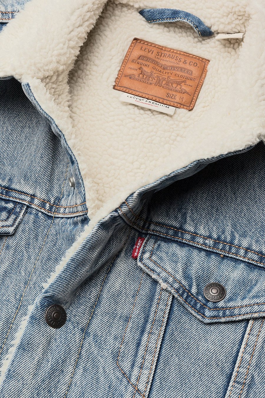 Levi's® - TYPE 3 SHERPA TRUCKER STONEBRI - džinsa jakas ar oderējumu - med indigo - worn in - 5
