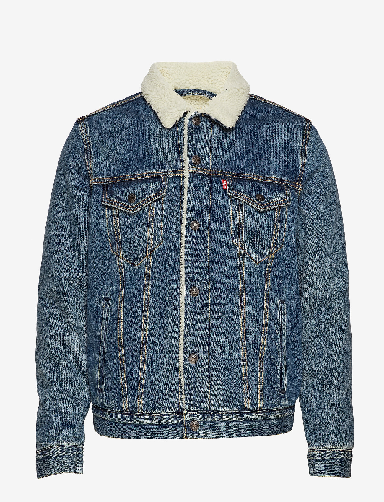 LEVI´S Men - TYPE 3 SHERPA TRUCKER MAYZE SH - med indigo - worn in - 0