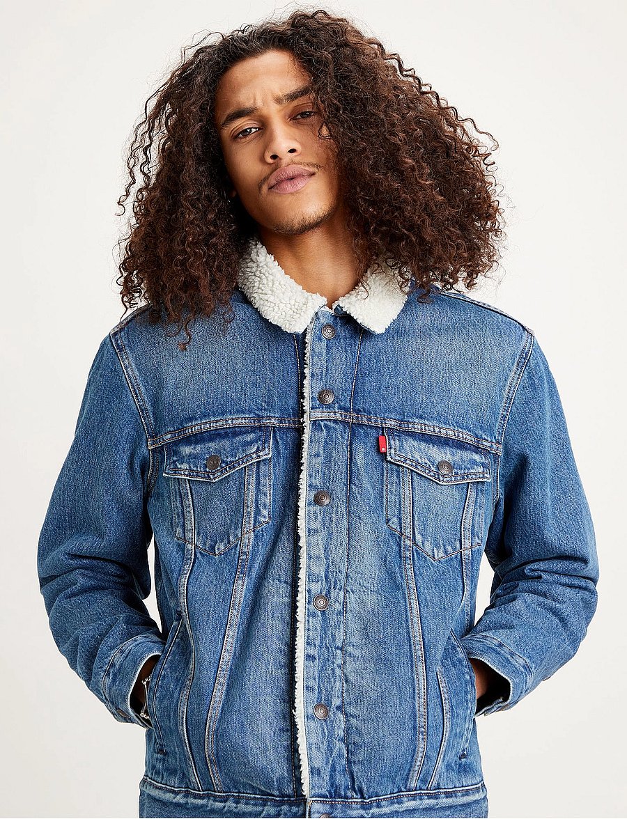 Levi's® - TYPE 3 SHERPA TRUCKER FABLE SH - vårjackor - med indigo - worn in - 4