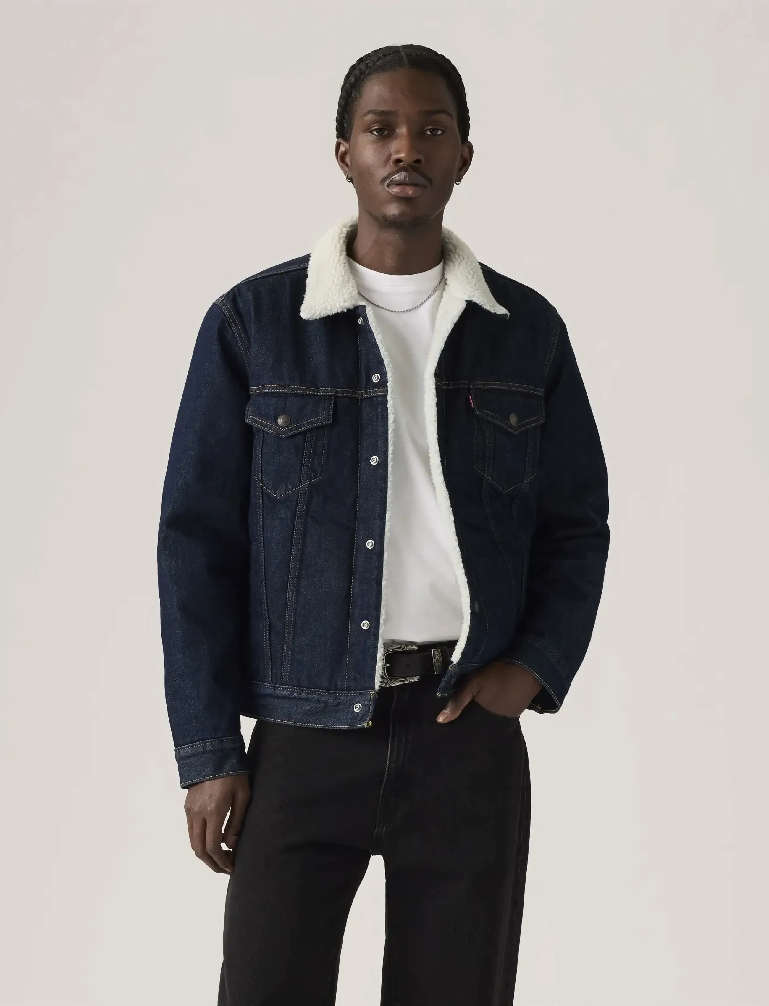 Levi's Type 3 Sherpa Trucker Give It, Mænd, Sherpa Trucker Jakke, Navy, Str: S