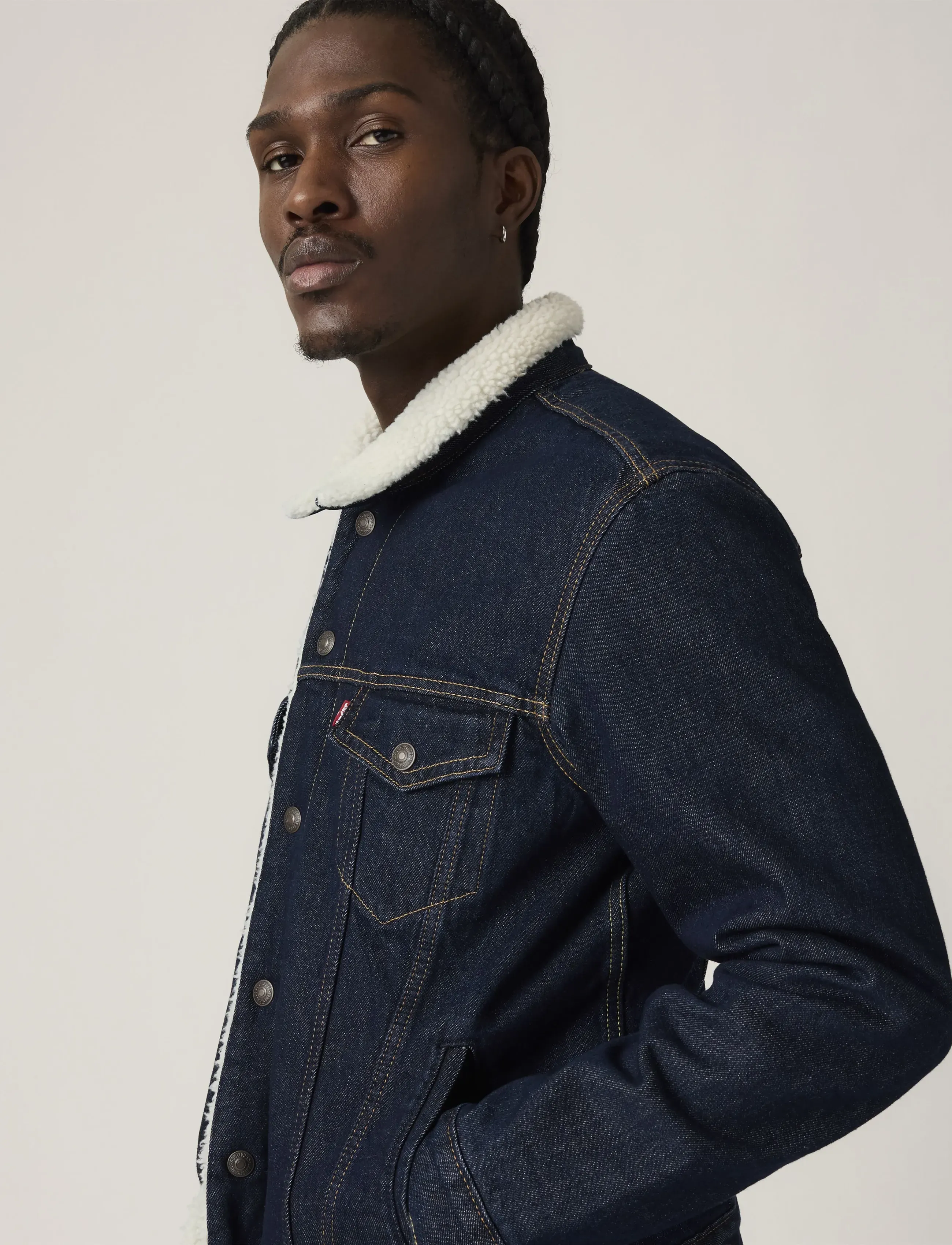 Levi's® - TYPE 3 SHERPA TRUCKER GIVE IT - forårsjakker - dark indigo - flat finish - 4