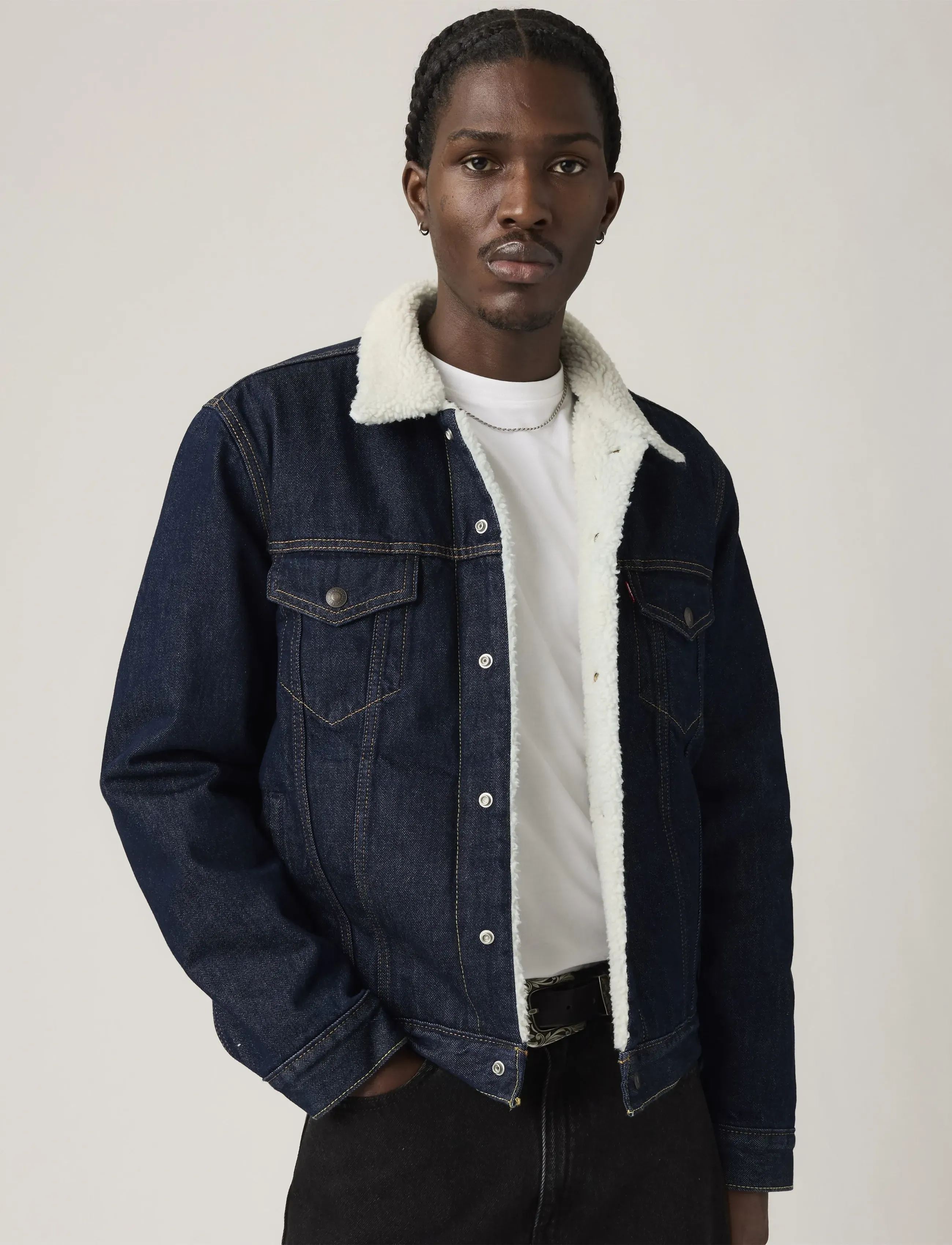 Levi's® - TYPE 3 SHERPA TRUCKER GIVE IT - forårsjakker - dark indigo - flat finish - 5