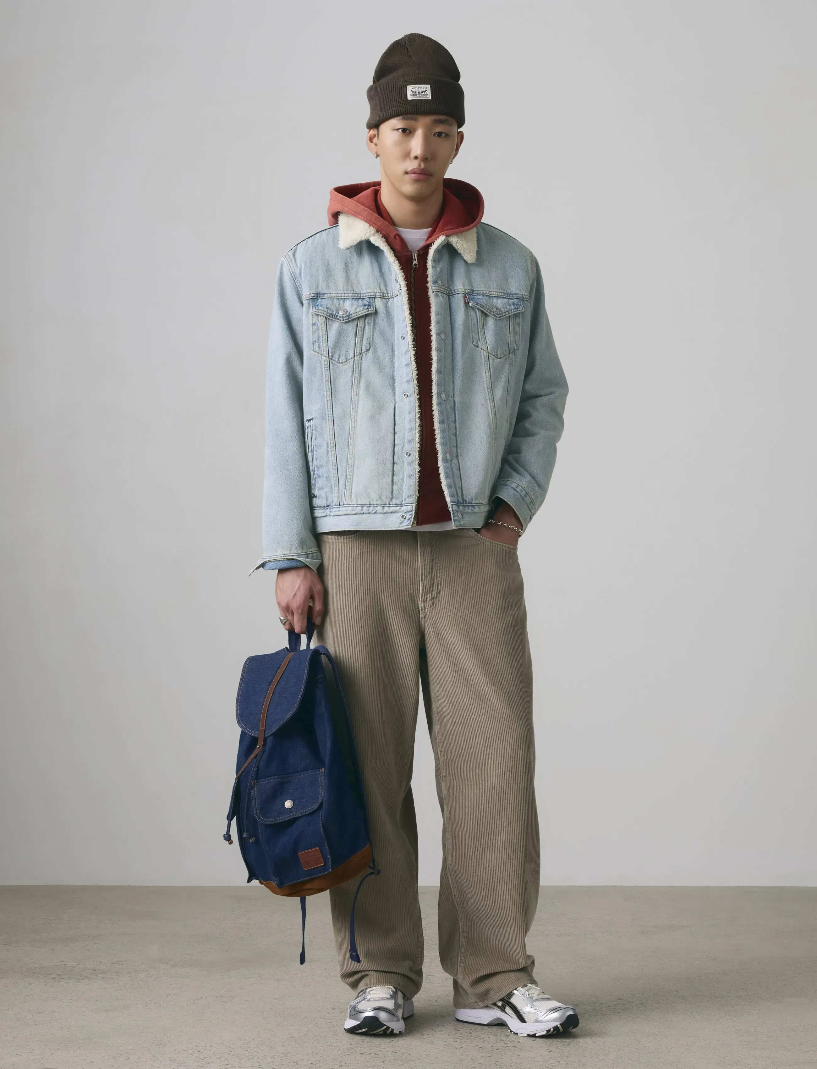 Levi's® TYPE 3 SHERPA TRUCKER KENTUCKY - Winter deals - LIGHT INDIGO - WORN IN / blue