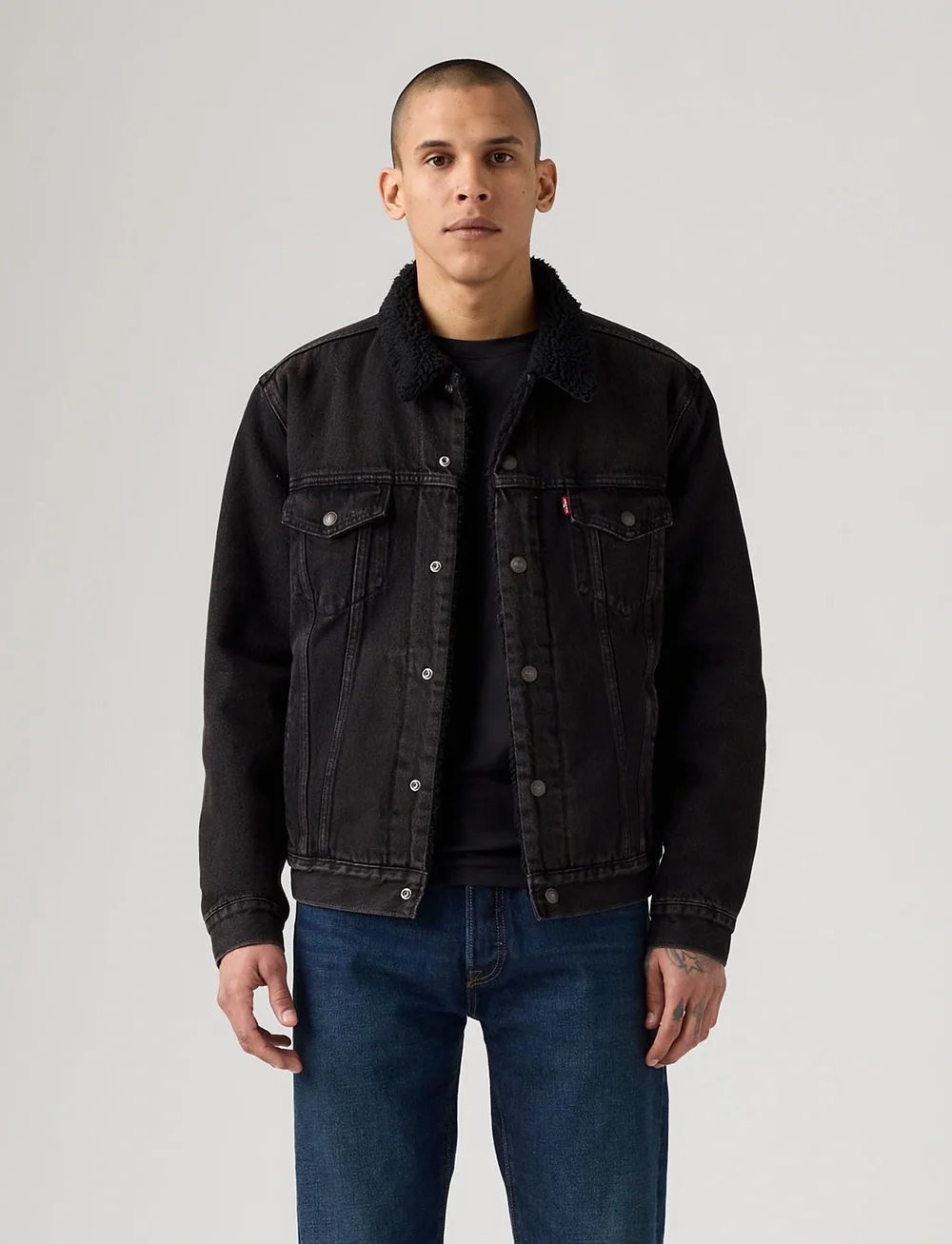 Levi's® - TYPE 3 SHERPA TRUCKER BUILT TO - lined denim jackets - blacks - 0