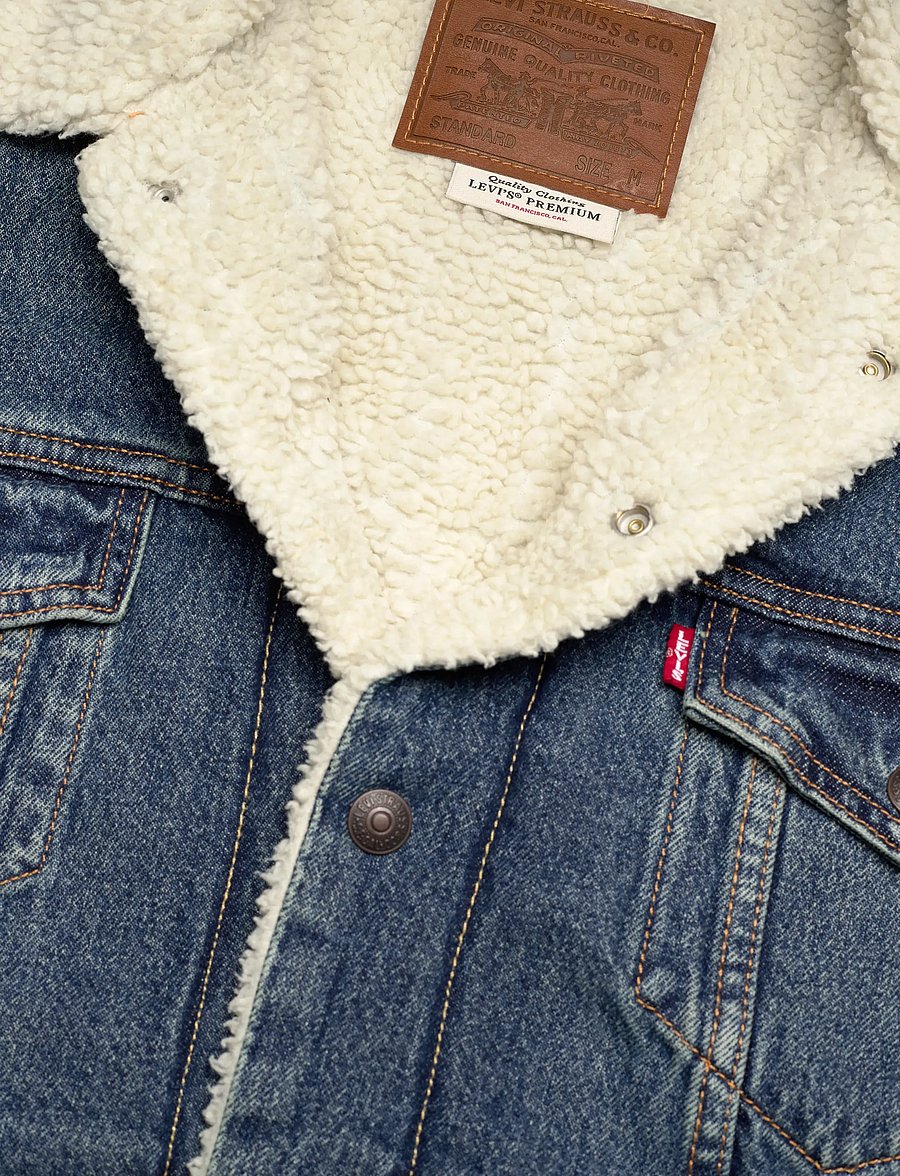 Levi's® - TYPE 3 SHERPA TRUCKER IN THE M - vestes en jean doublées - med indigo - worn in - 3
