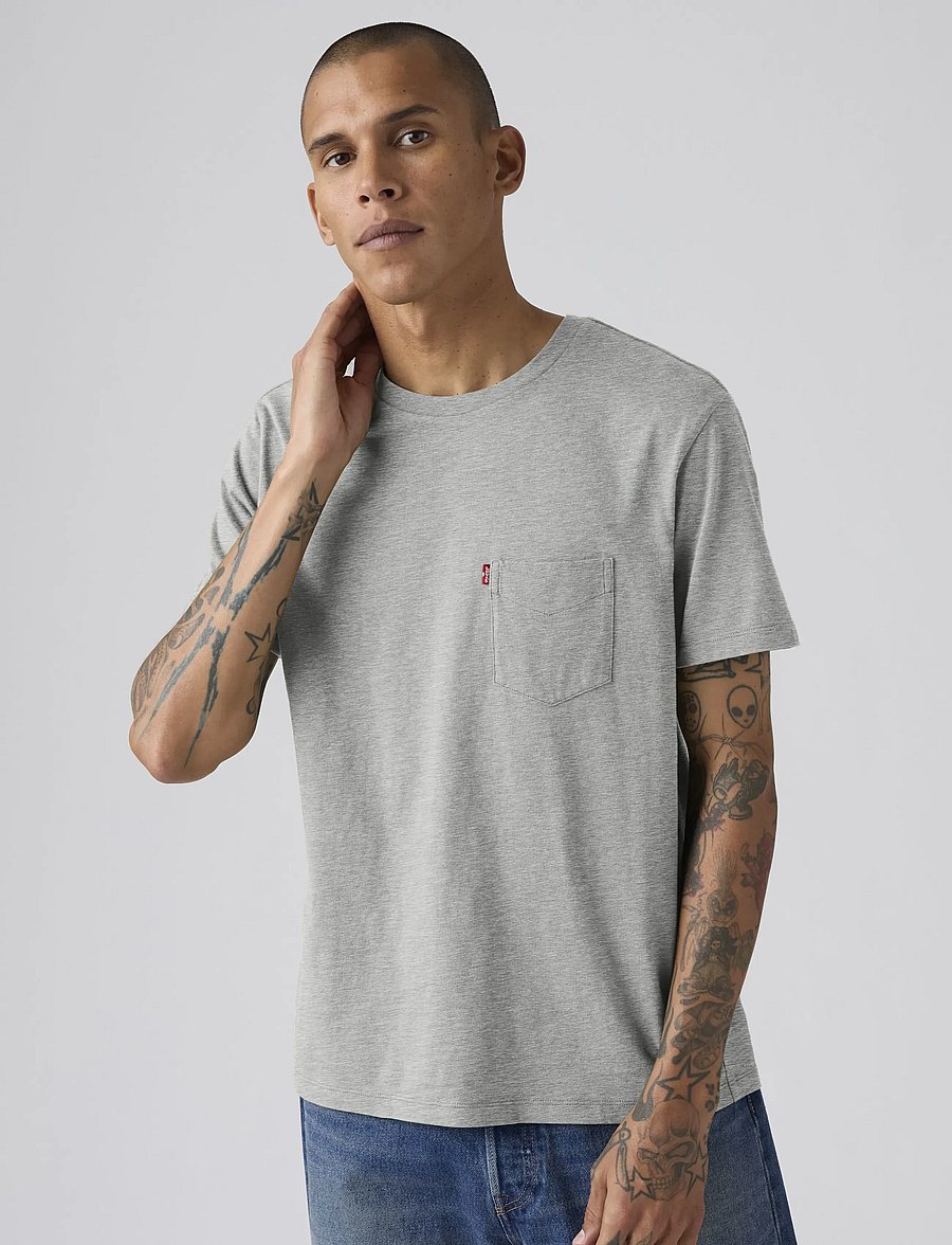 Levi's® - SS CLASSIC POCKET TEE MID TONE - kortärmade t-shirts - greys - 0