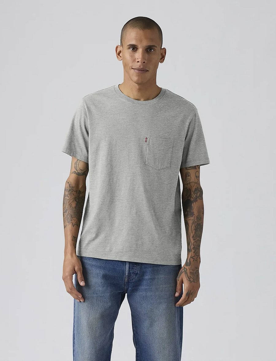Levi's® - SS CLASSIC POCKET TEE MID TONE - kortärmade t-shirts - greys - 5