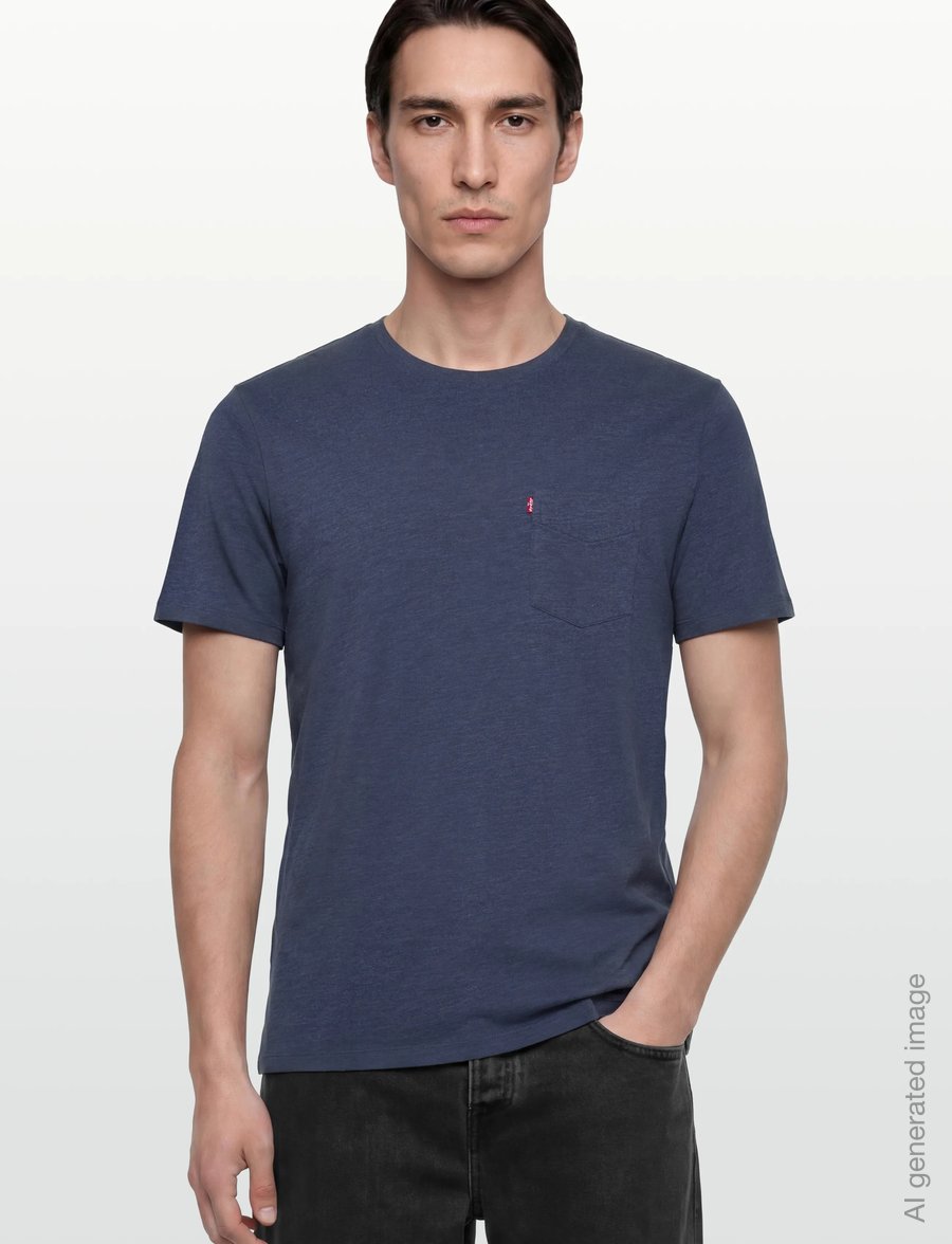Levi's® - SS CLASSIC POCKET TEE DRESS BL - lühikeste varrukatega t-särgid - blues - 3