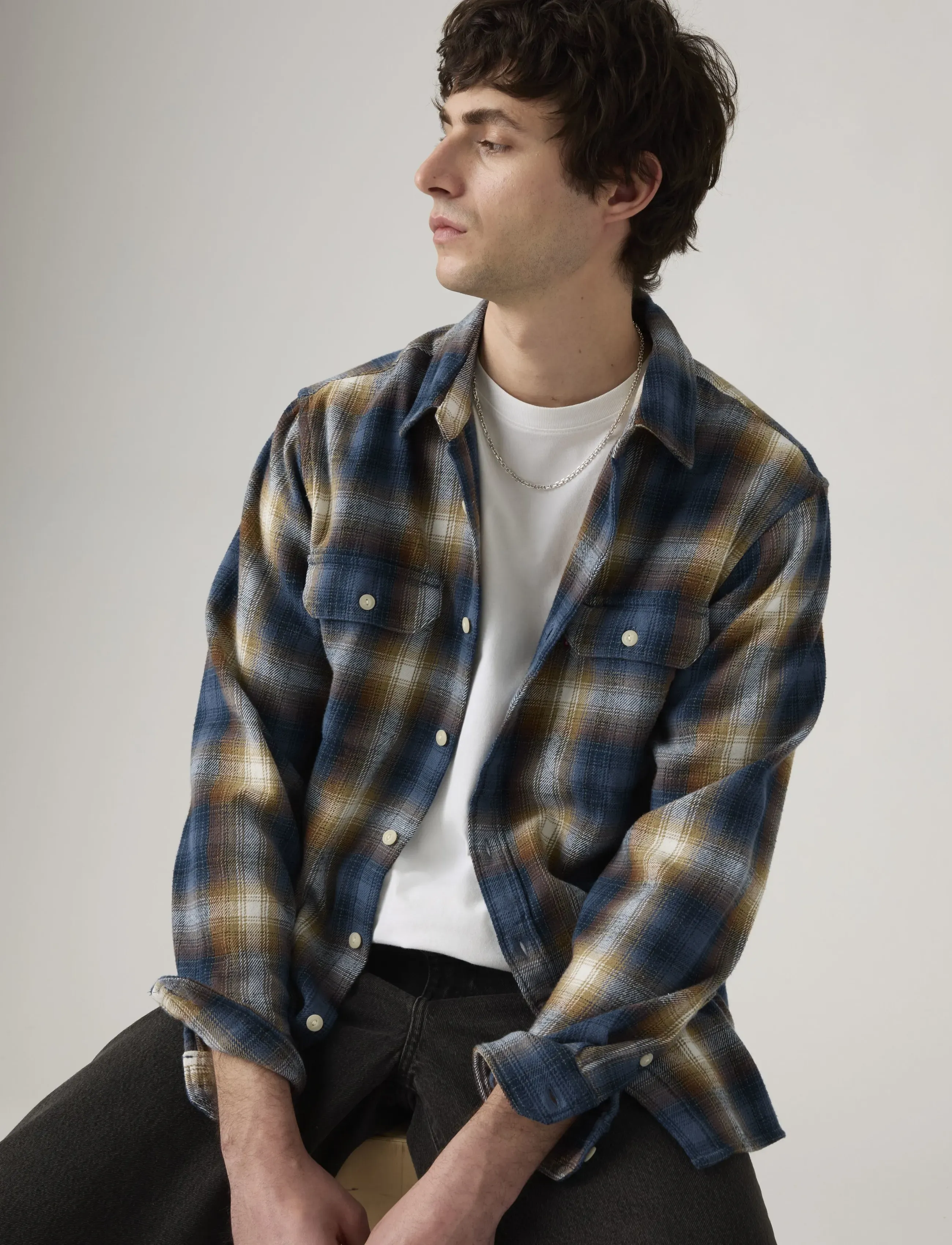 Levi's® JACKSON WORKER WARWICK PLAID V - Flanellsärgid - BLUES / multi