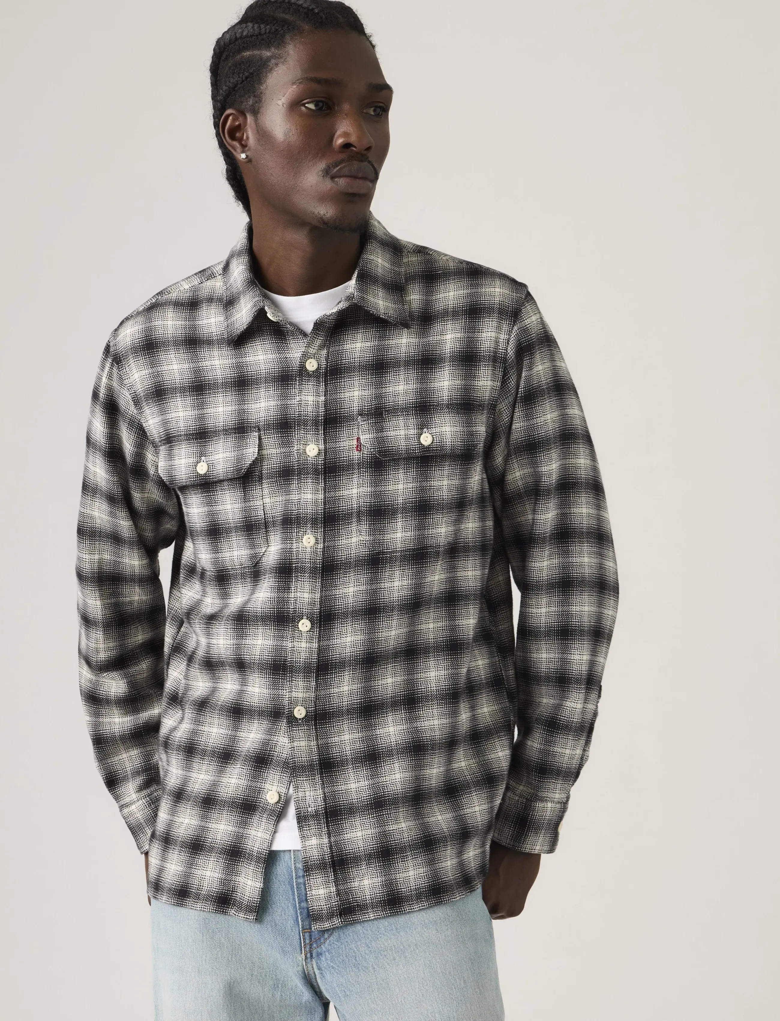 Levi's Jackson Worker Kana Plaid Jet, M, Shirts, Schwarz - Checkered Shirt, Männerswear