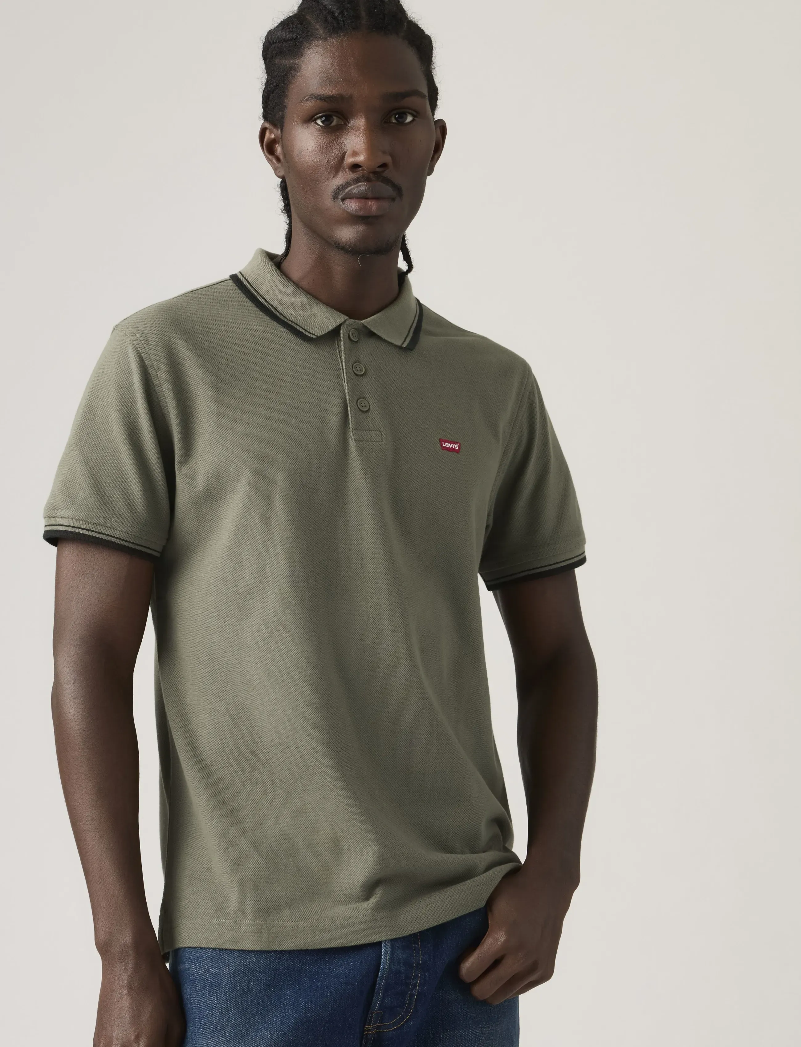 Levi's Levis Hm Polo Wood Tipping Str, S, Khaki green, Poloer > Kortærmede, Herre