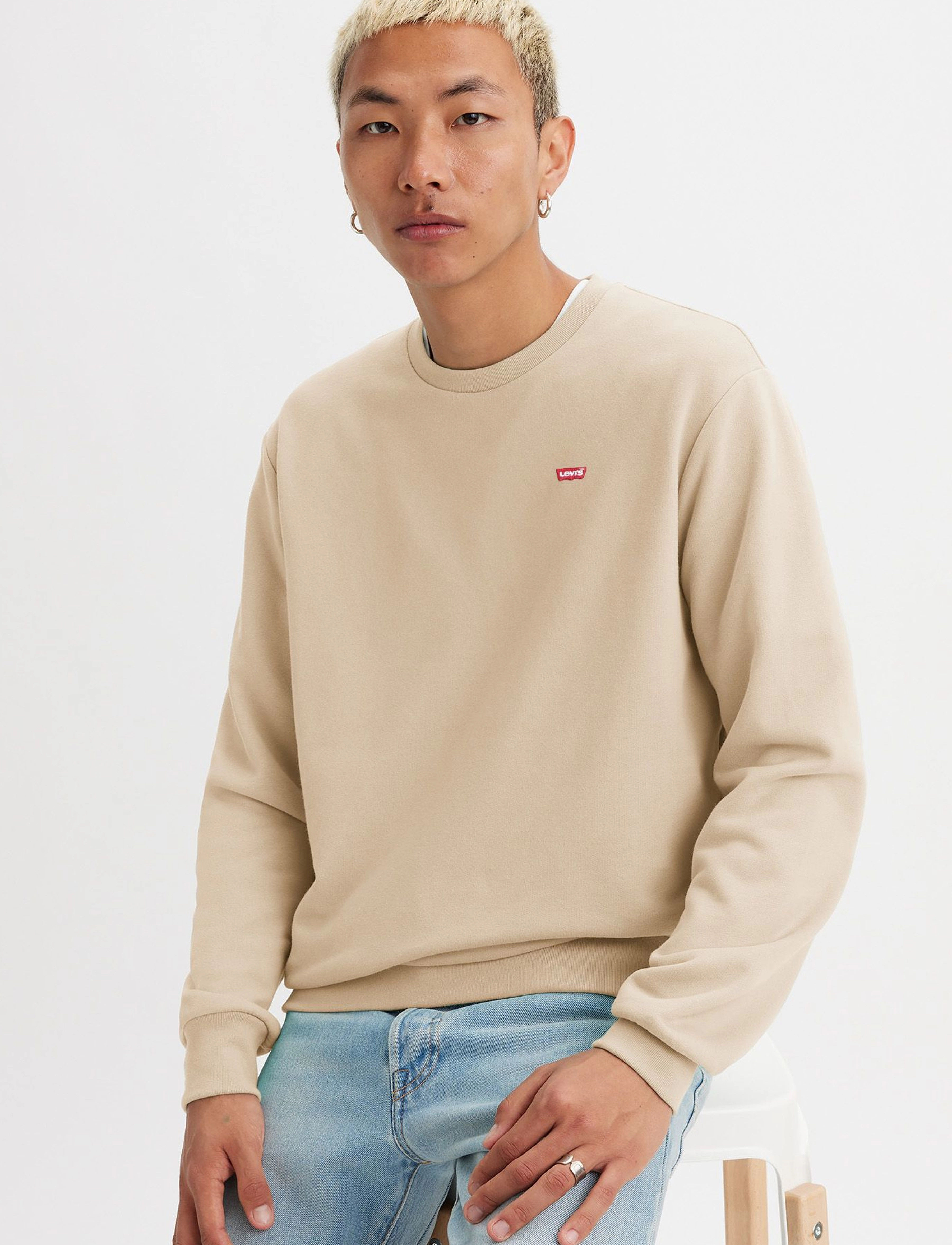 Levi's The Original Hm Crew Fog Frenc, Mænd, Crew Neck Sweatshirt, Beige, Str: XL