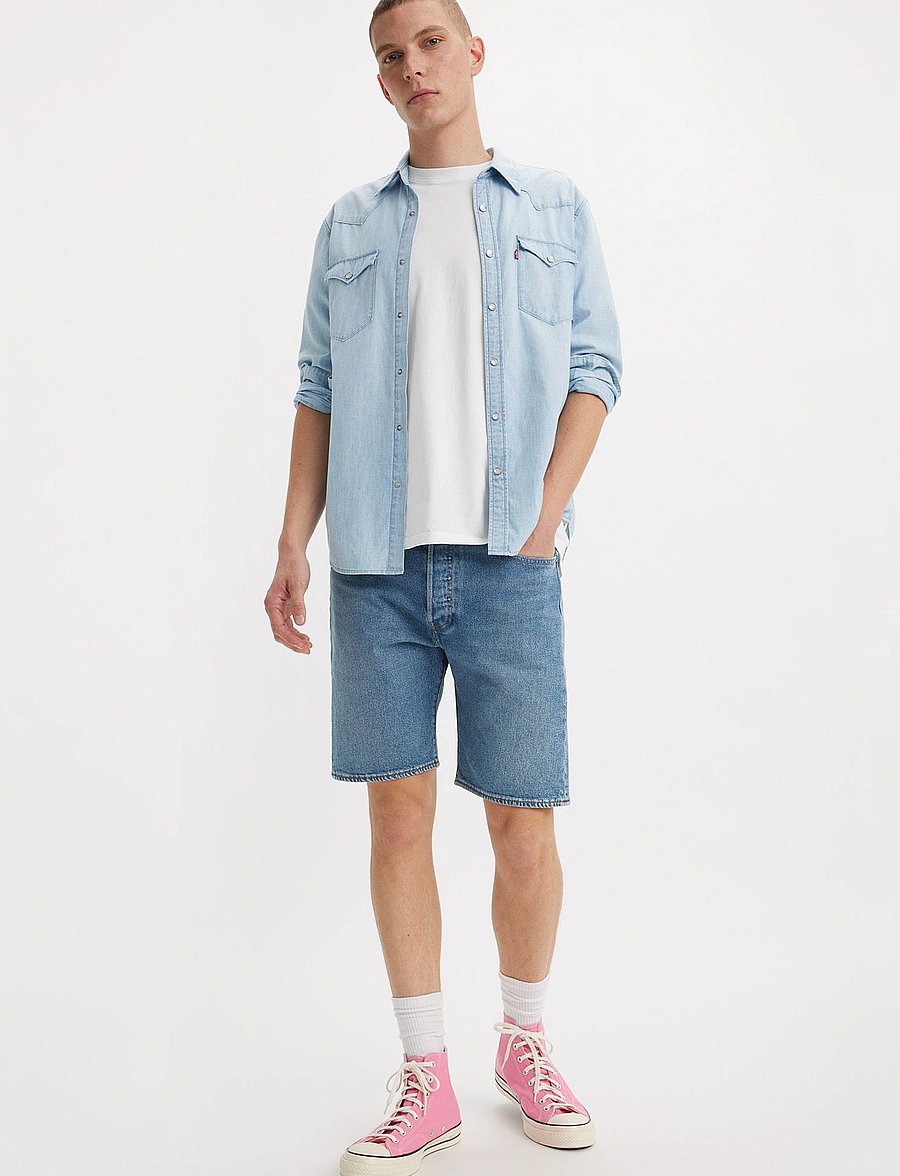 Levi's® - 501 ORIGINAL SHORTS 9AM ON BAT - jeans shorts - med indigo - worn in - 0