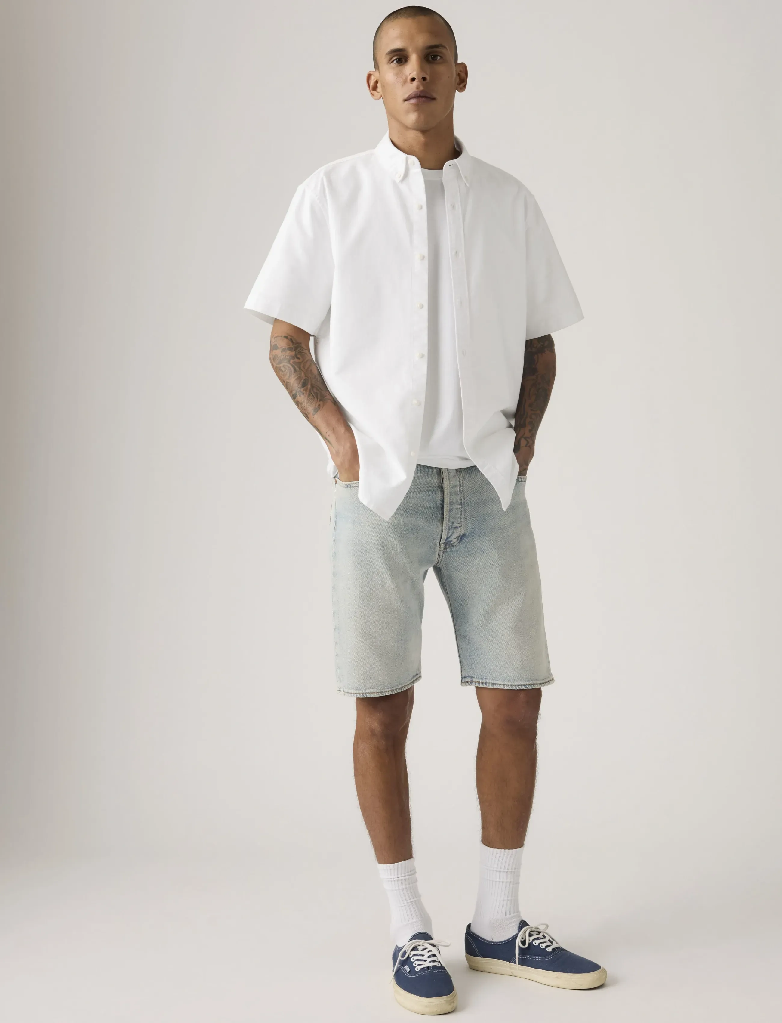 Levi's® 501 ORIGINAL SHORTS NEVER ON T - Götutíska - LIGHT INDIGO - WORN IN / blue