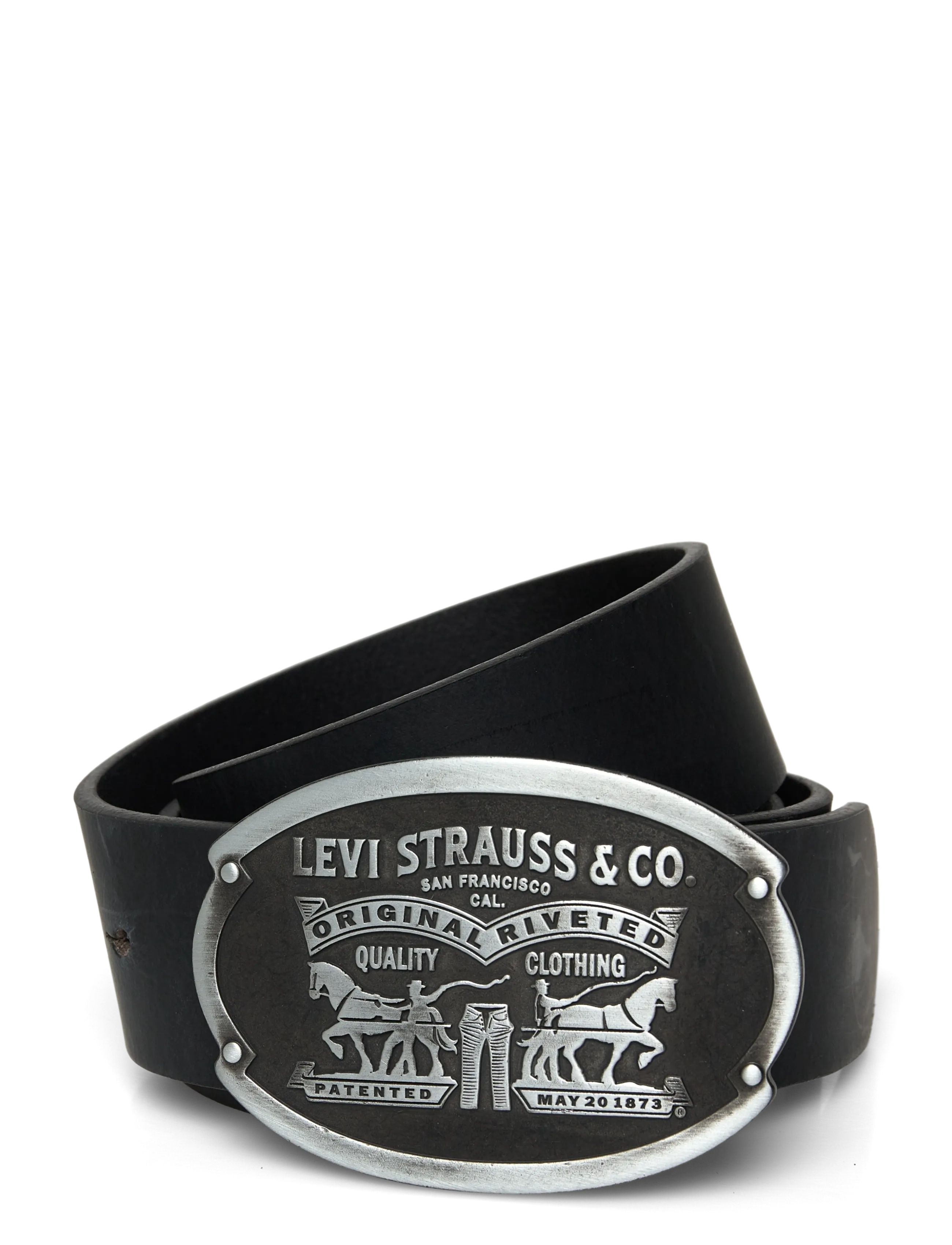 Levi's Billy Plaque Belt Regular Blac, 80, Black, Bælter > Klassiske Bælter, Herre