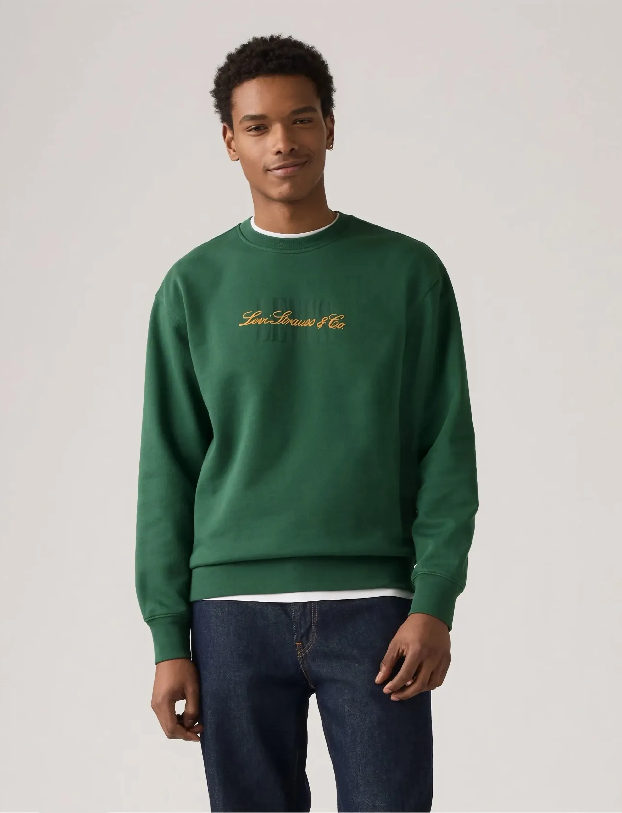 Levi's Relaxd Graphic Crew Ssnl Serif, M, Green, Sweatshirts & Hættetrøjer > Sweatshirts, Herre