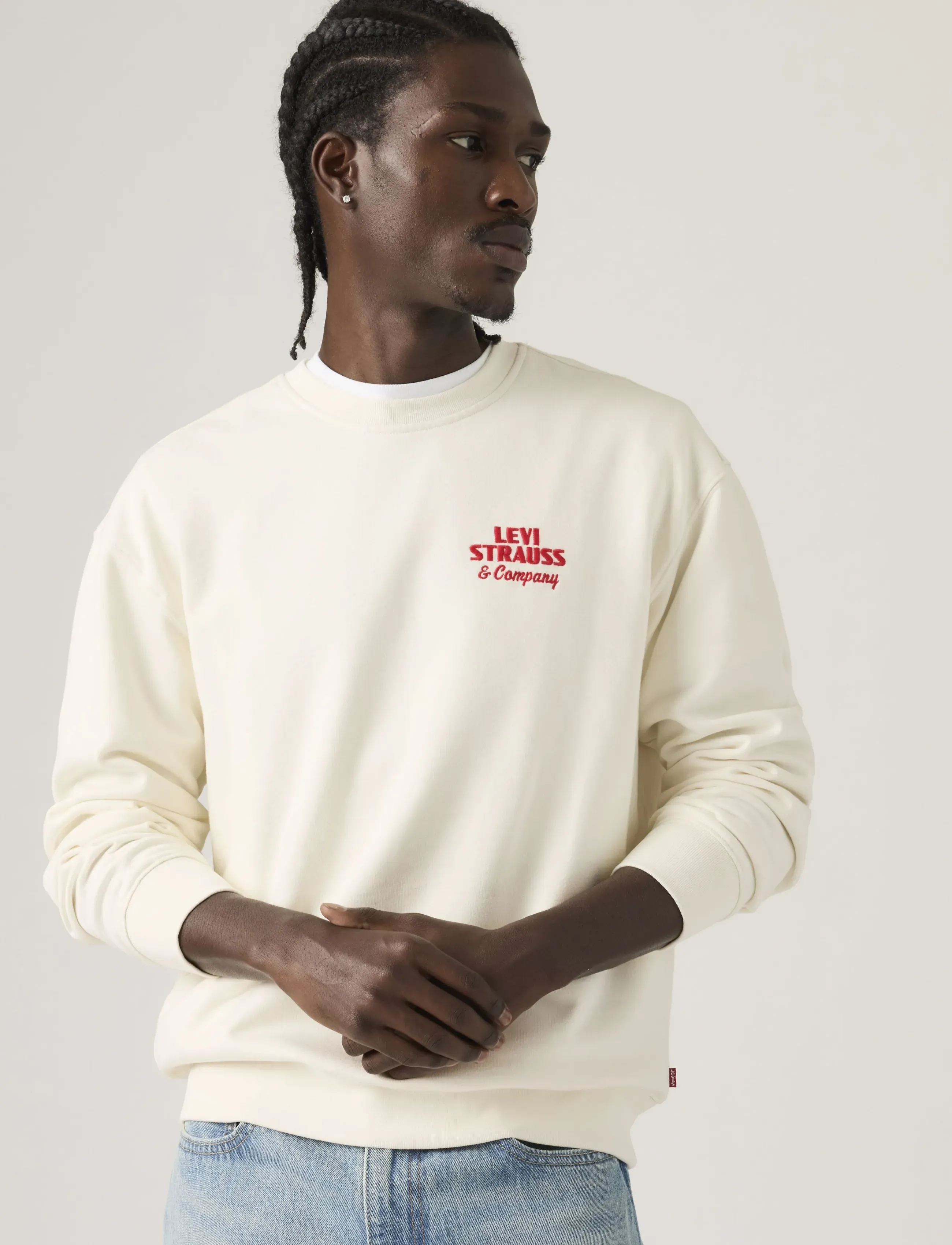 Levi's® RELAXD GRAPHIC CREW LSCO EGRET - Clothing - TANS / white