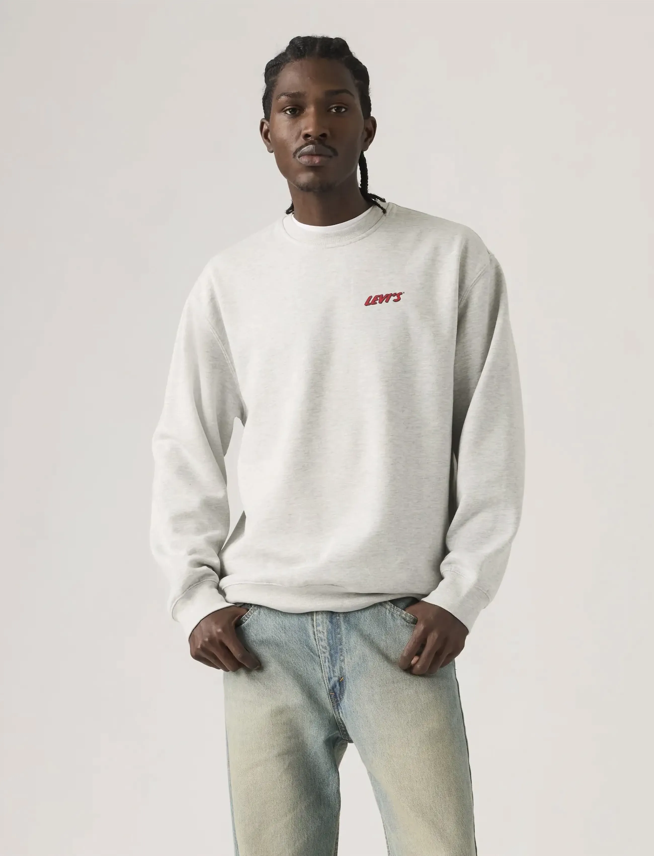 Levi's Relaxd Graphic Crew Levis Chap, L, Grey, Sweatshirts & Hættetrøjer > Sweatshirts, Herre